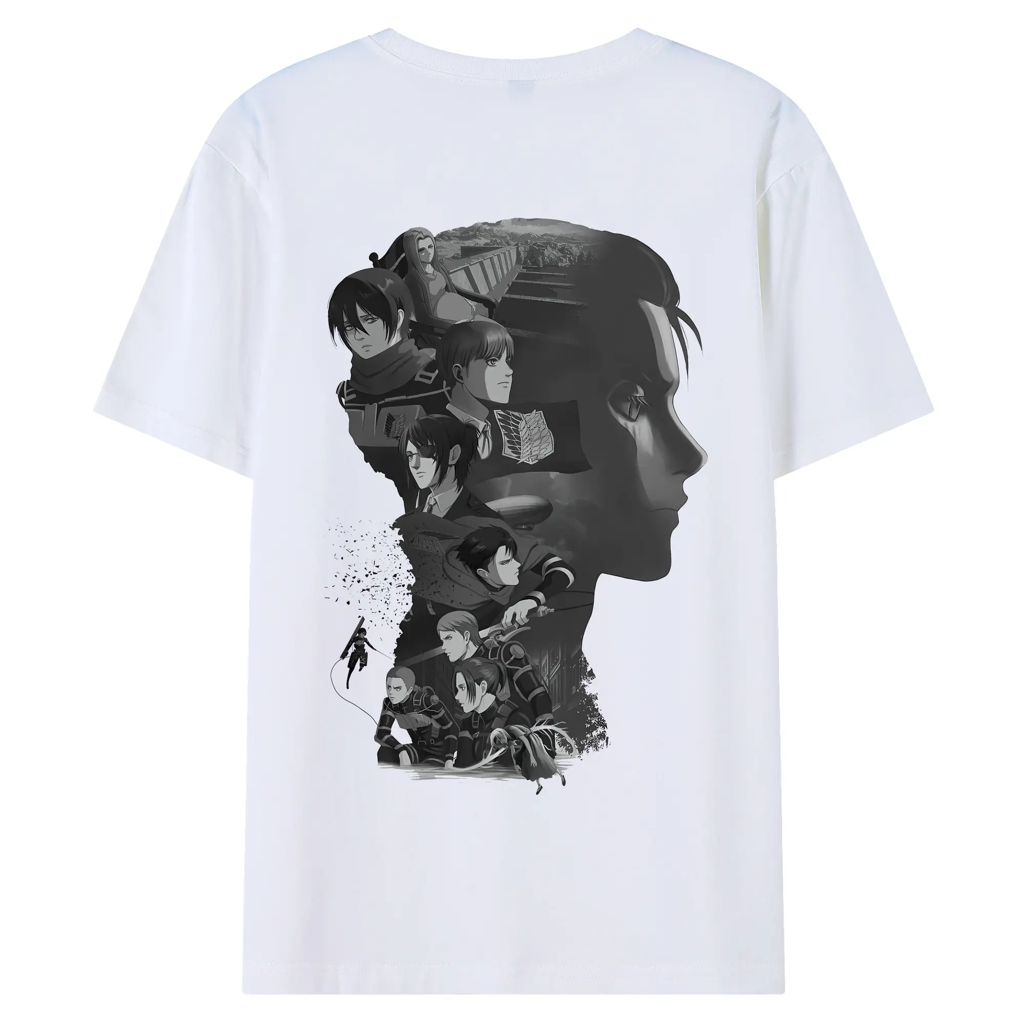 進撃の巨人 グッズ リヴァイ・アッカーマン - 綿100％ 半袖Tシャツ ・ バックプリント ・ 快適 通気性 ・ 日常使い 散歩 スポーツ用