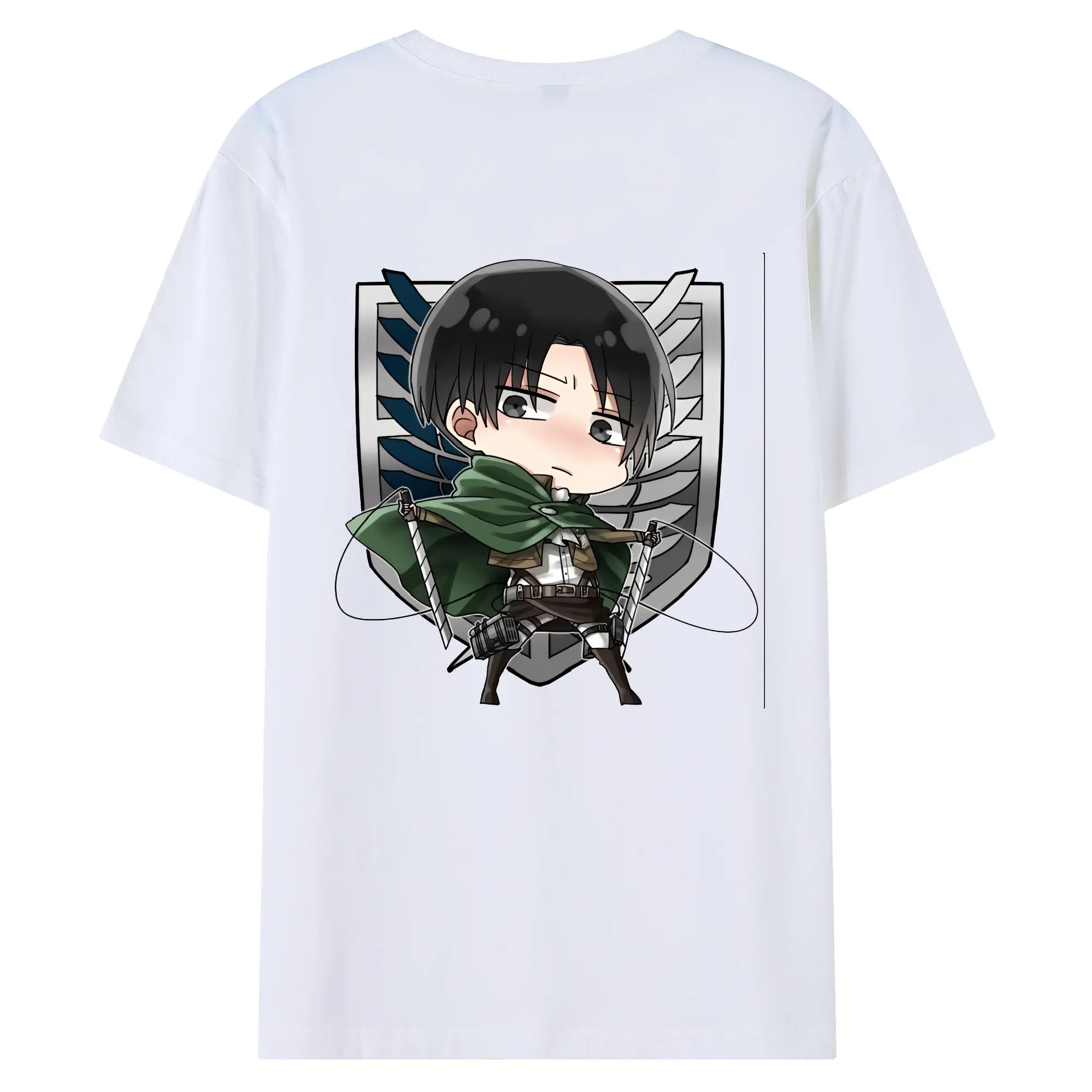 進撃の巨人 グッズ リヴァイ・アッカーマン - 綿100％ 半袖Tシャツ ・ バックプリント ・ 快適 通気性 ・ 日常使い 散歩 スポーツ用