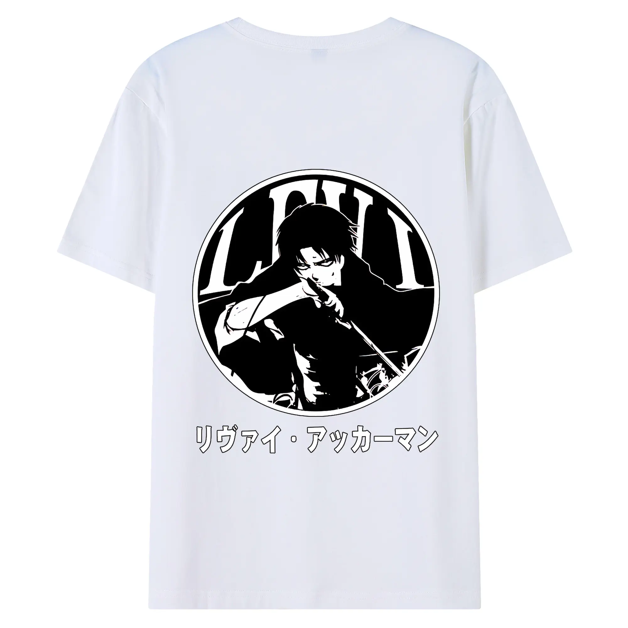 進撃の巨人 グッズ リヴァイ・アッカーマン - 綿100％ 半袖Tシャツ ・ バックプリント ・ 快適 通気性 ・ 日常使い 散歩 スポーツ用