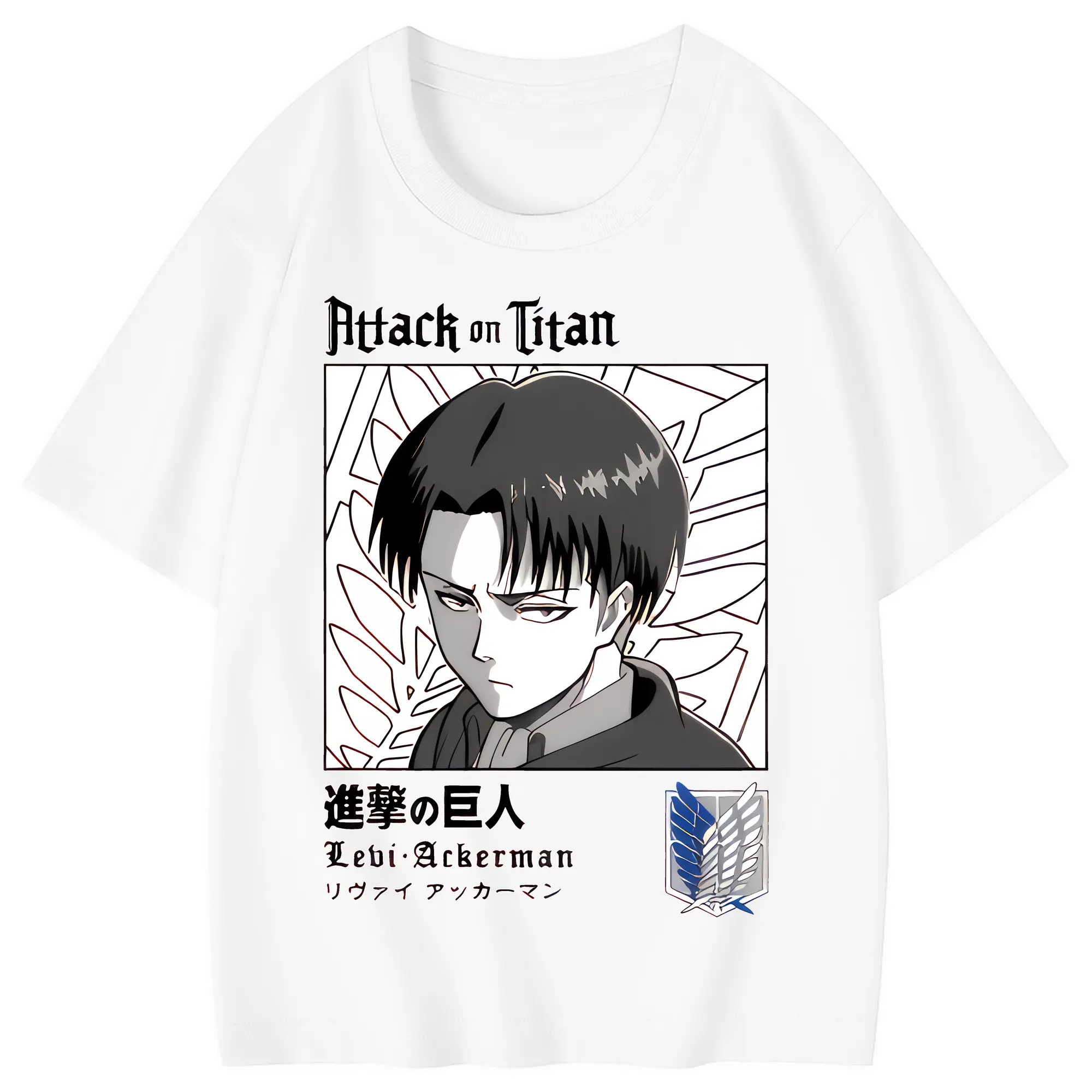 進撃の巨人 グッズ リヴァイ・アッカーマン - 綿100％ キッズTシャツ ・ フロントプリント ・ 快適 通気性 ・ スポーツ カジュアル 散歩用