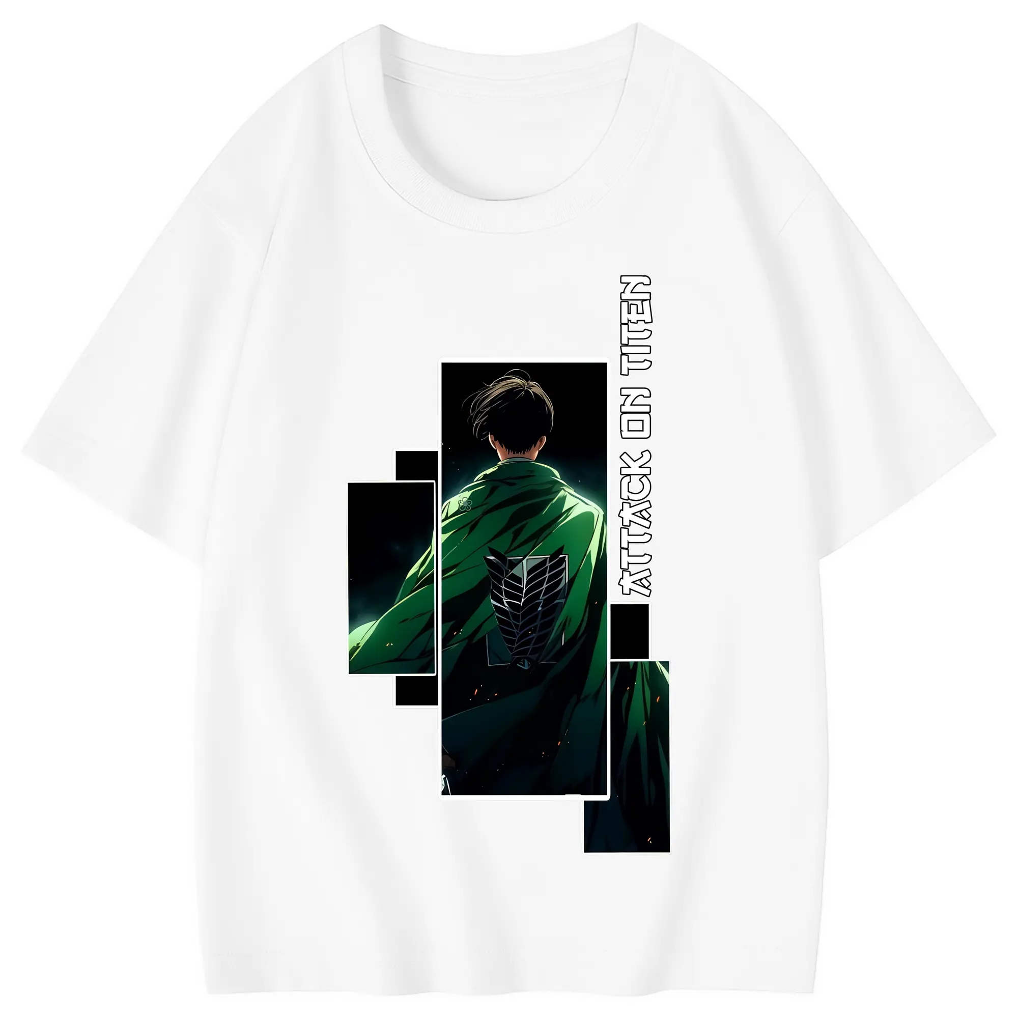 進撃の巨人 グッズ リヴァイ・アッカーマン - 綿100％ キッズTシャツ ・ フロントプリント ・ 快適 通気性 ・ スポーツ カジュアル 散歩用
