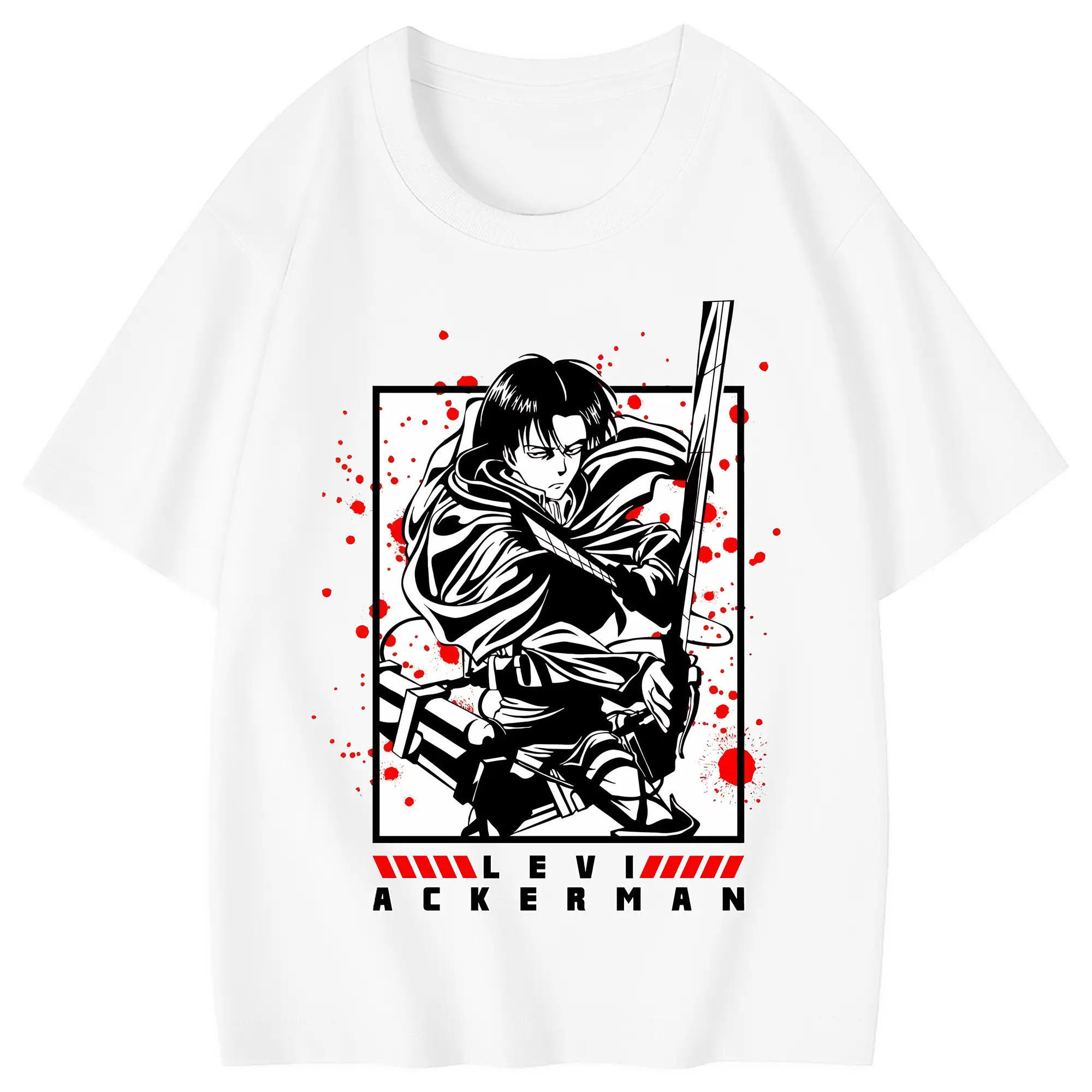 進撃の巨人 グッズ リヴァイ・アッカーマン - 綿100％ キッズTシャツ ・ フロントプリント ・ 快適 通気性 ・ スポーツ カジュアル 散歩用