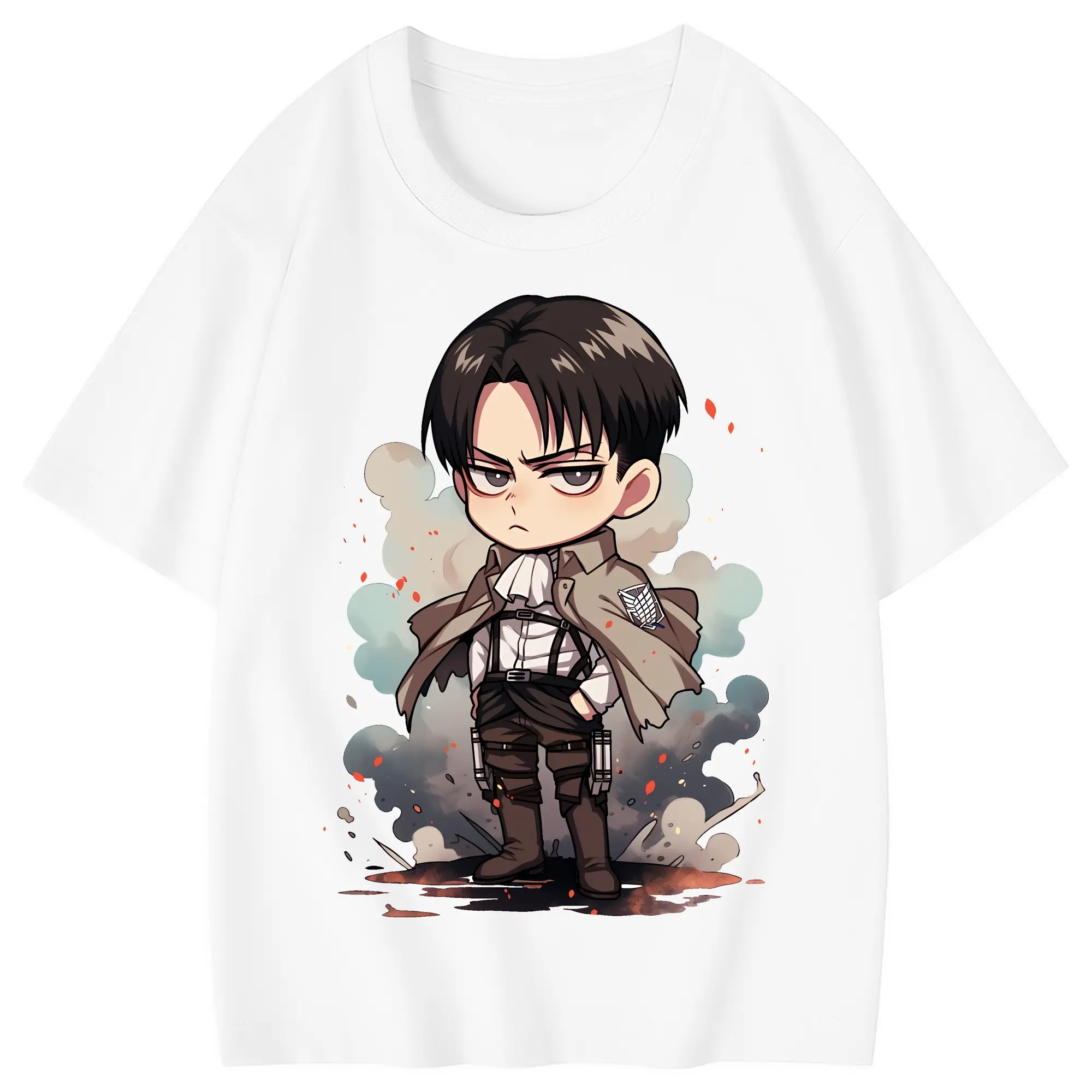 進撃の巨人 グッズ リヴァイ・アッカーマン - 綿100％ キッズTシャツ ・ フロントプリント ・ 快適 通気性 ・ スポーツ カジュアル 散歩用