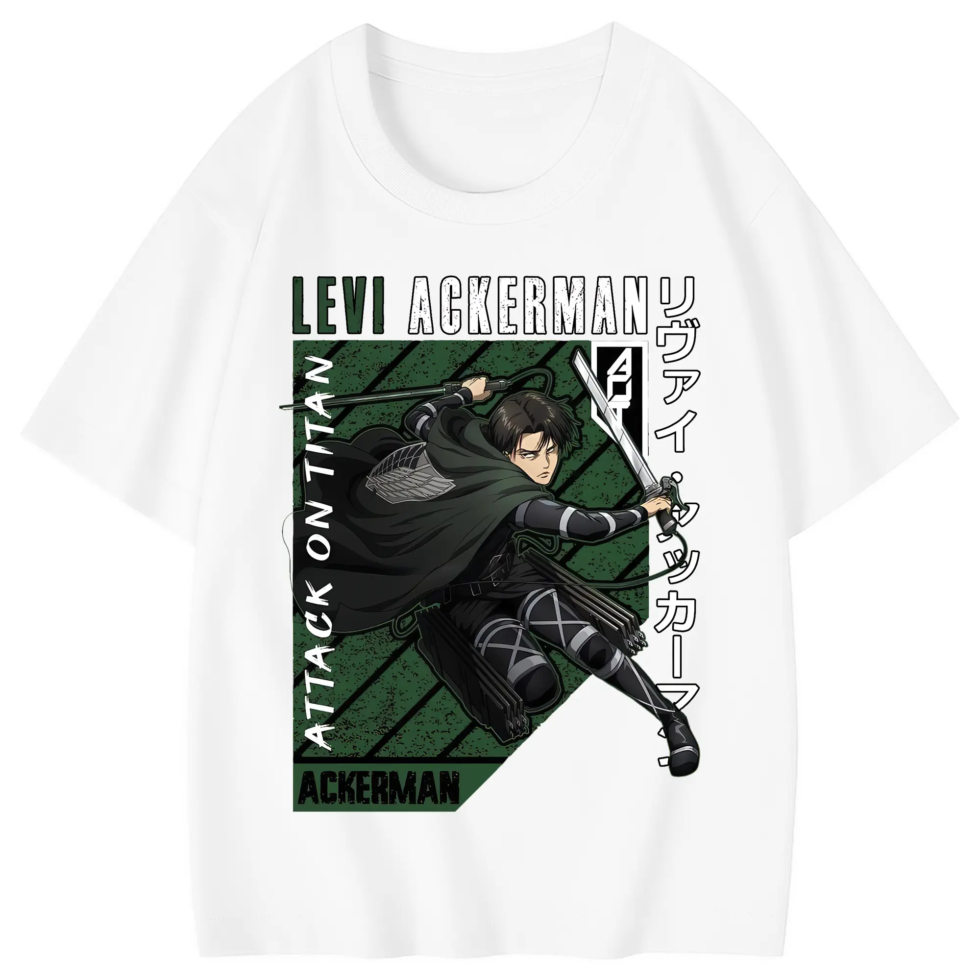 進撃の巨人 グッズ リヴァイ・アッカーマン - 綿100％ キッズTシャツ ・ フロントプリント ・ 快適 通気性 ・ スポーツ カジュアル 散歩用