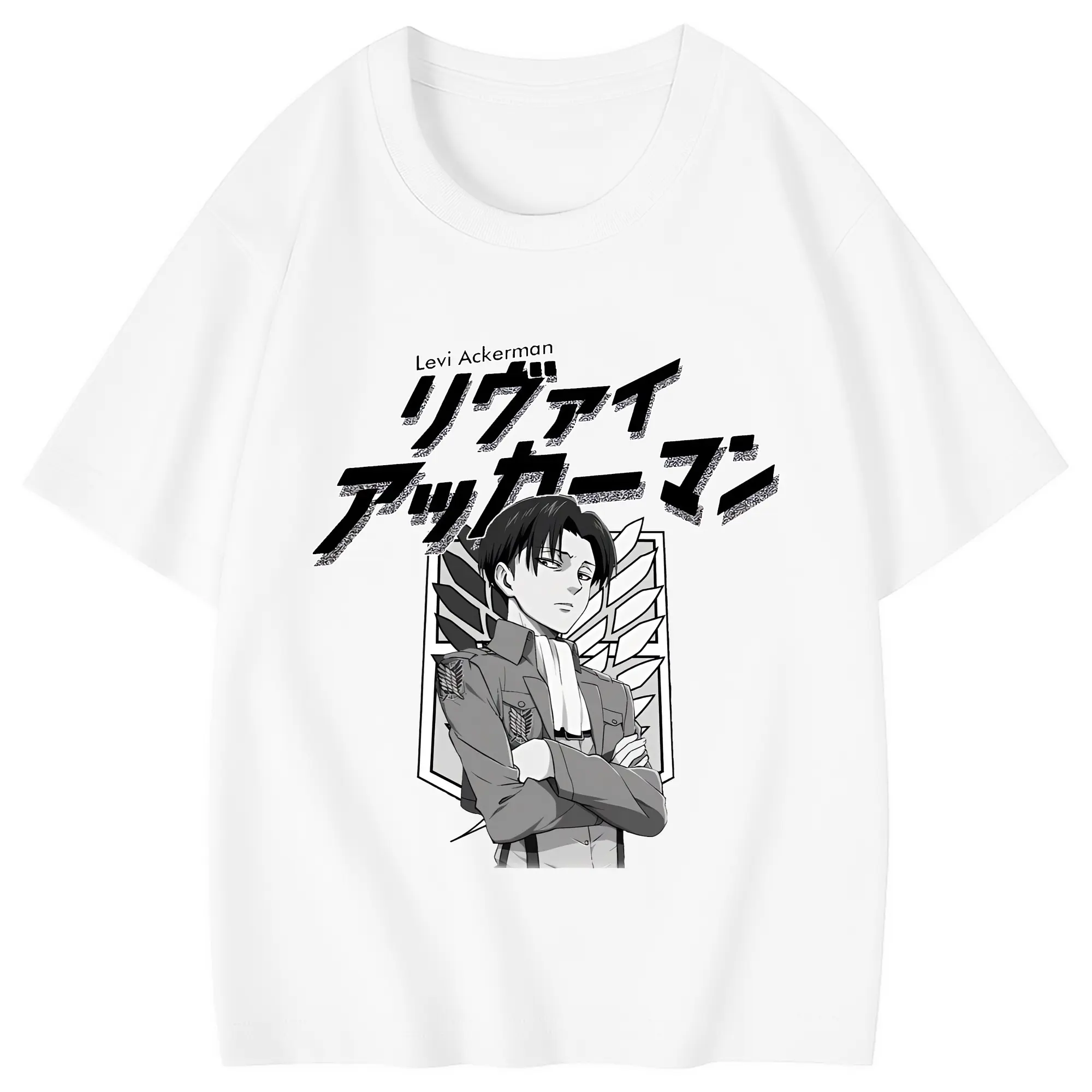 進撃の巨人 グッズ リヴァイ・アッカーマン - 綿100％ キッズTシャツ ・ フロントプリント ・ 快適 通気性 ・ スポーツ カジュアル 散歩用
