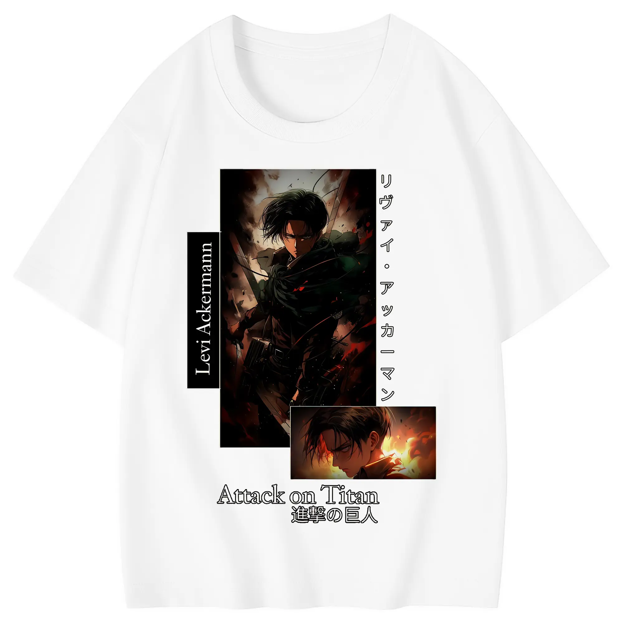 進撃の巨人 グッズ リヴァイ・アッカーマン - 綿100％ キッズTシャツ ・ フロントプリント ・ 快適 通気性 ・ スポーツ カジュアル 散歩用