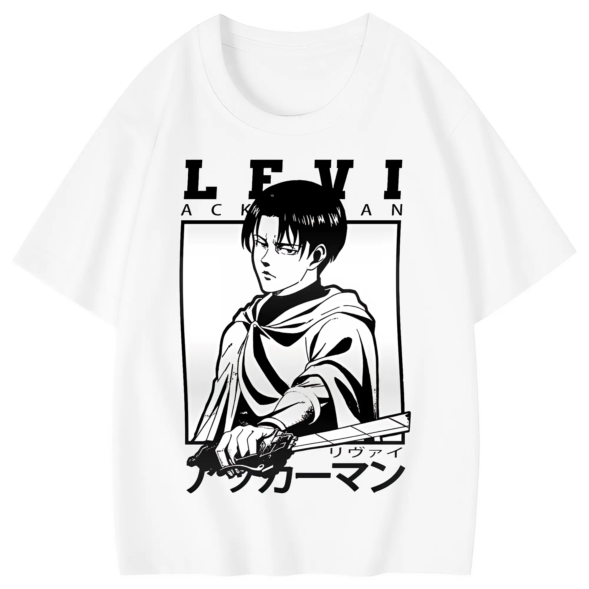 進撃の巨人 グッズ リヴァイ・アッカーマン - 綿100％ キッズTシャツ ・ フロントプリント ・ 快適 通気性 ・ スポーツ カジュアル 散歩用