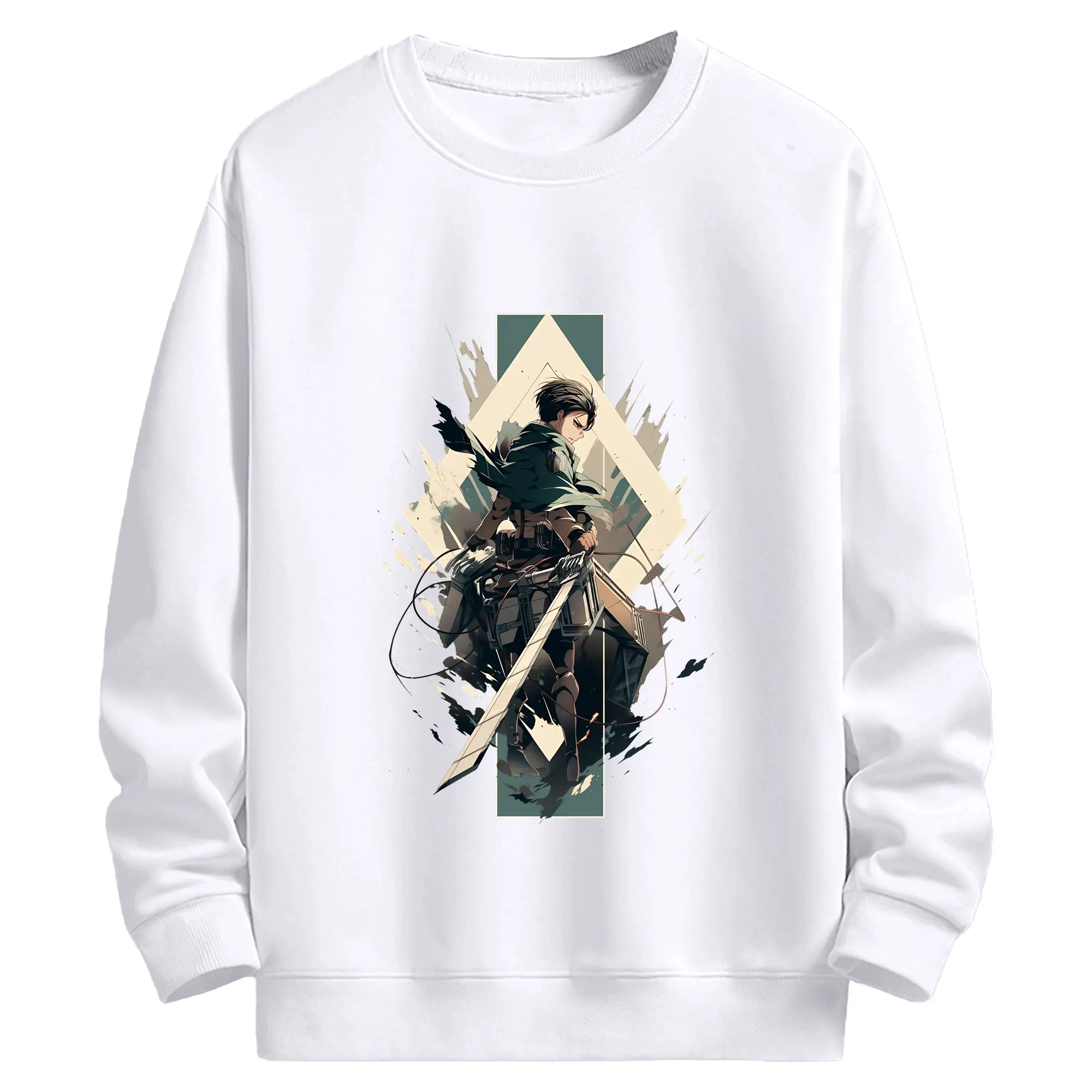 進撃の巨人 グッズ リヴァイ・アッカーマン - 高品質 クルーネック スウェット ・ コットン59％ ポリエステル41％ ・ ユニセックス 長袖 トレーナー ・ カジュアル デイリー スポーツ 散歩用