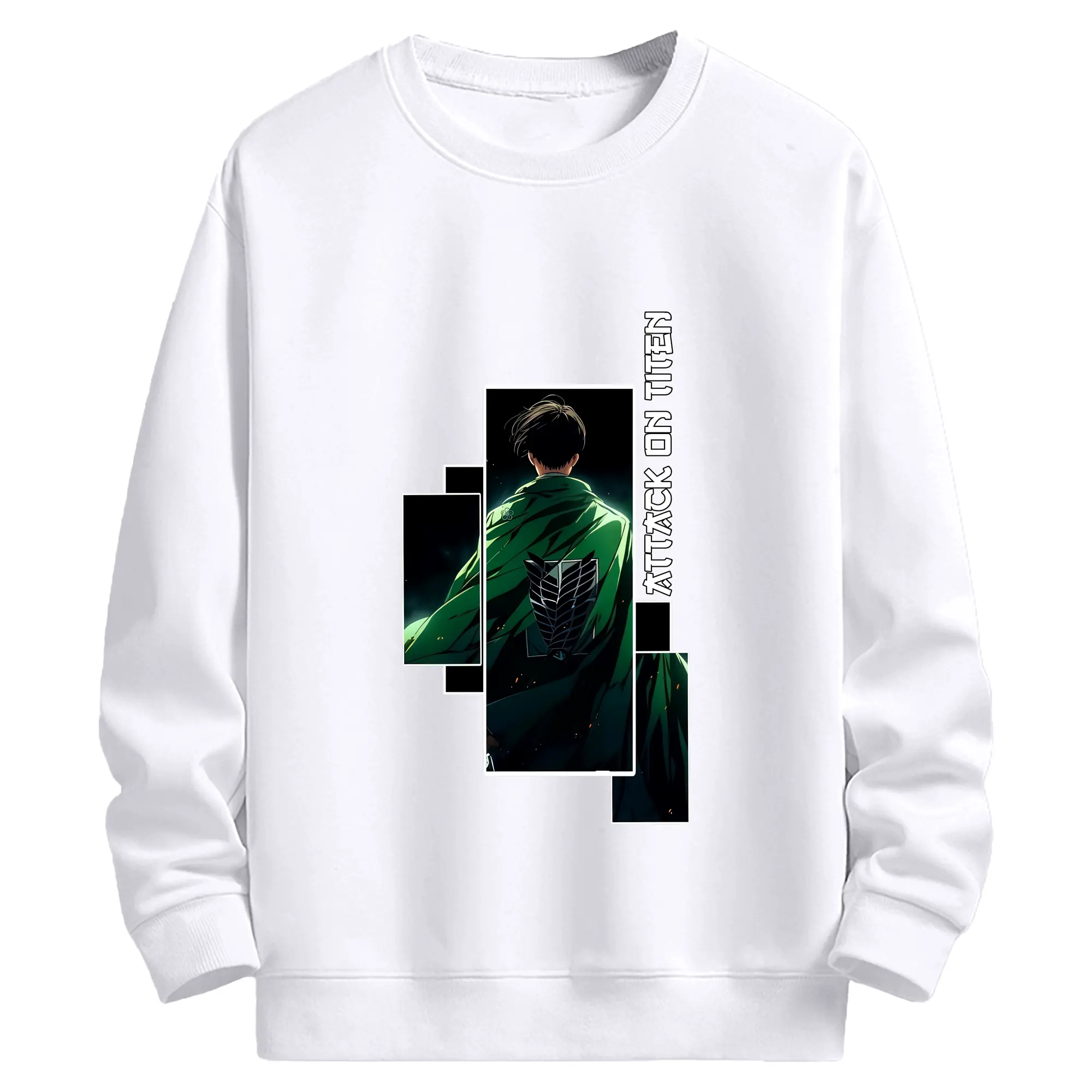 進撃の巨人 グッズ リヴァイ・アッカーマン - 高品質 クルーネック スウェット ・ コットン59％ ポリエステル41％ ・ ユニセックス 長袖 トレーナー ・ カジュアル デイリー スポーツ 散歩用