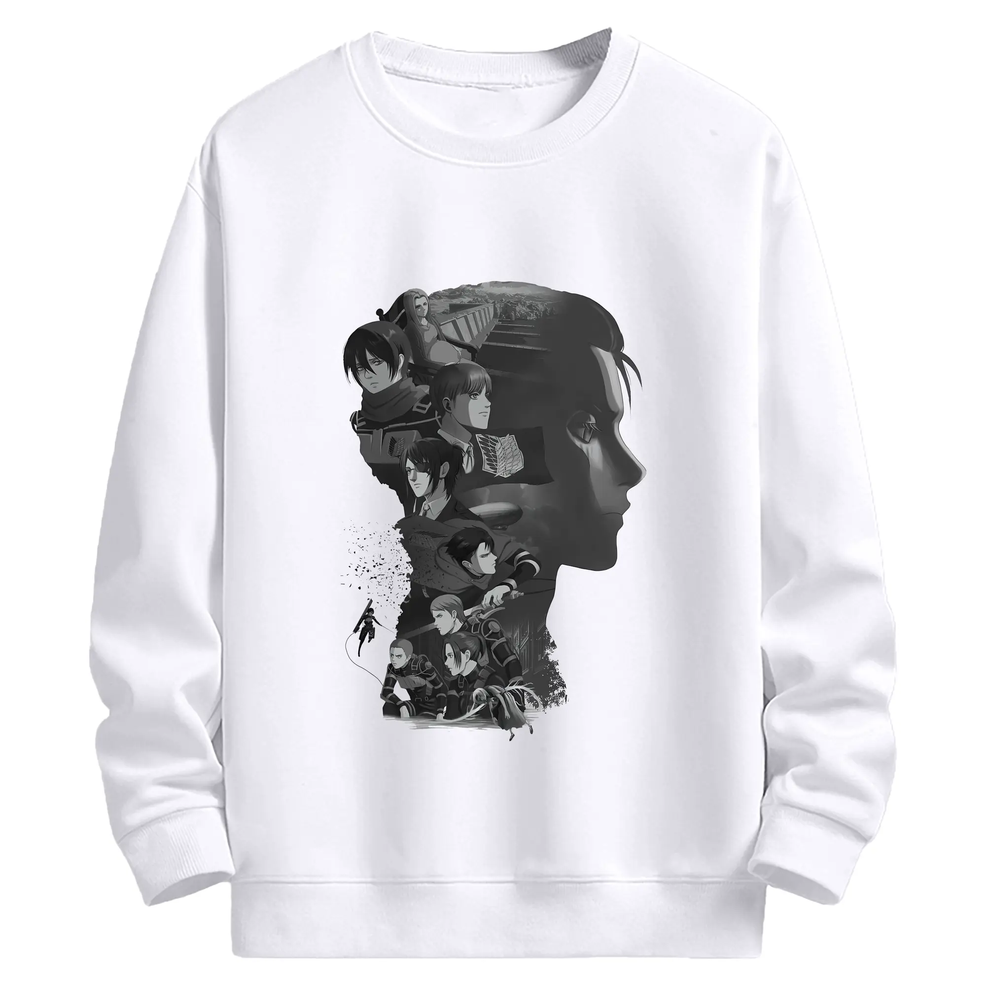 進撃の巨人 グッズ リヴァイ・アッカーマン - 高品質 クルーネック スウェット ・ コットン59％ ポリエステル41％ ・ ユニセックス 長袖 トレーナー ・ カジュアル デイリー スポーツ 散歩用