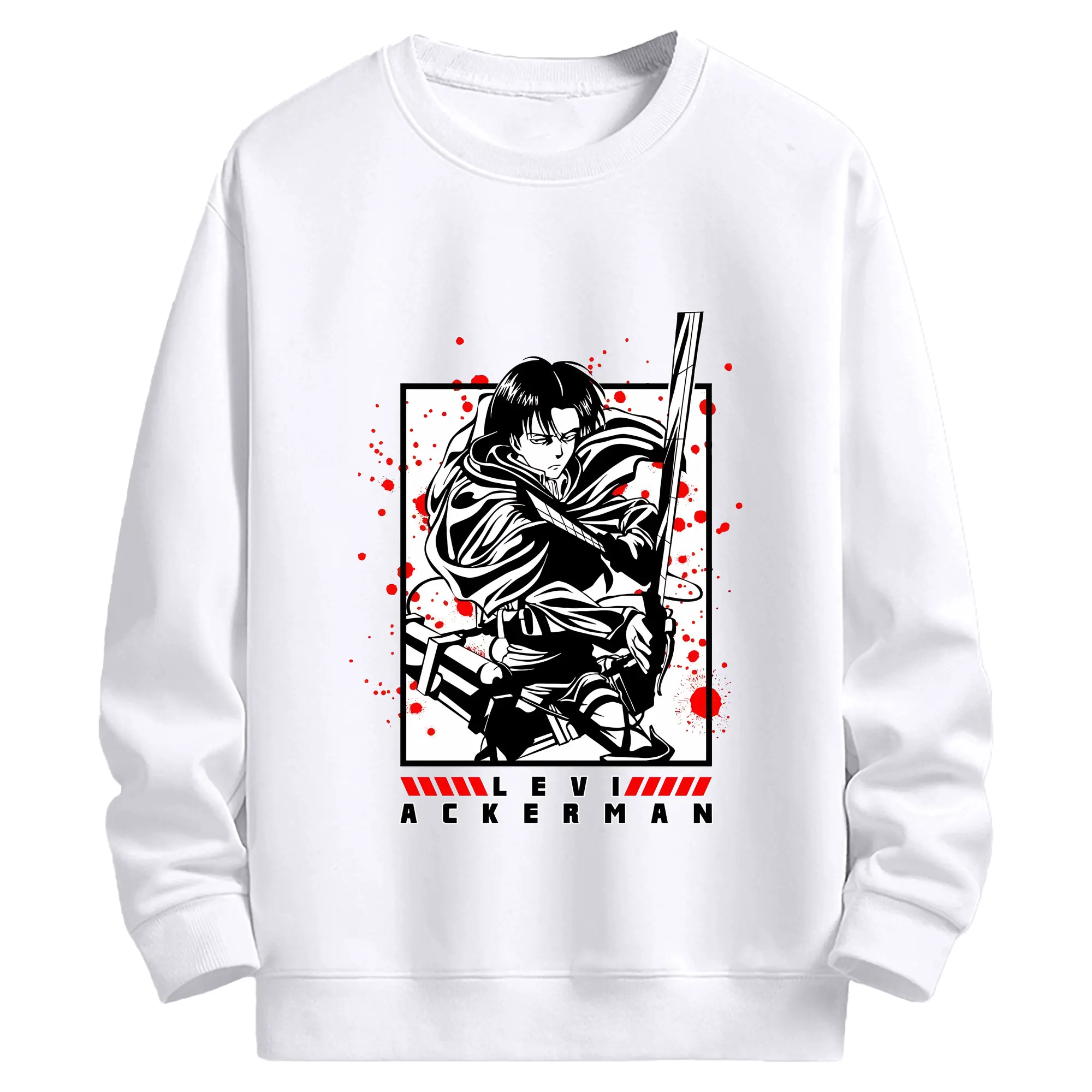 進撃の巨人 グッズ リヴァイ・アッカーマン - 高品質 クルーネック スウェット ・ コットン59％ ポリエステル41％ ・ ユニセックス 長袖 トレーナー ・ カジュアル デイリー スポーツ 散歩用