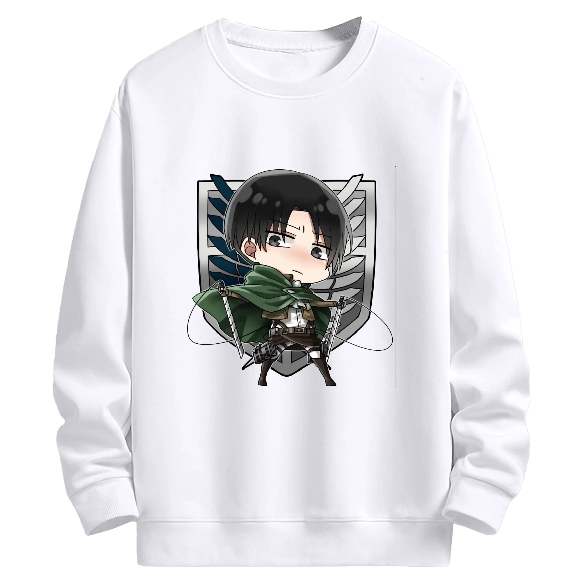 進撃の巨人 グッズ リヴァイ・アッカーマン - 高品質 クルーネック スウェット ・ コットン59％ ポリエステル41％ ・ ユニセックス 長袖 トレーナー ・ カジュアル デイリー スポーツ 散歩用