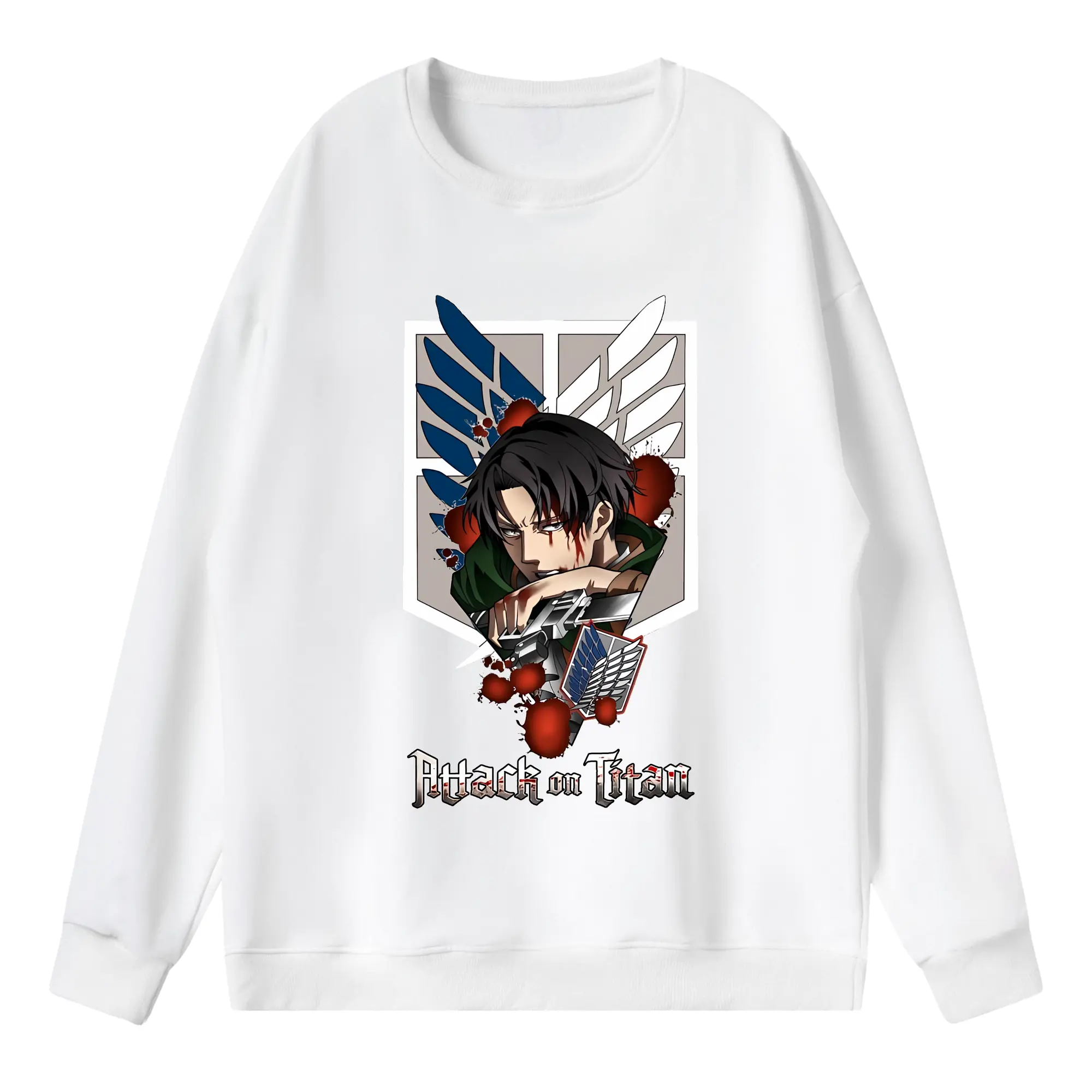 進撃の巨人 グッズ リヴァイ・アッカーマン - 薄手 クルーネック スウェット 裏毛260g · ポリエステル 春秋向け カジュアル 男女兼用 · トレーナー デイリー スポーツ 散歩に最適