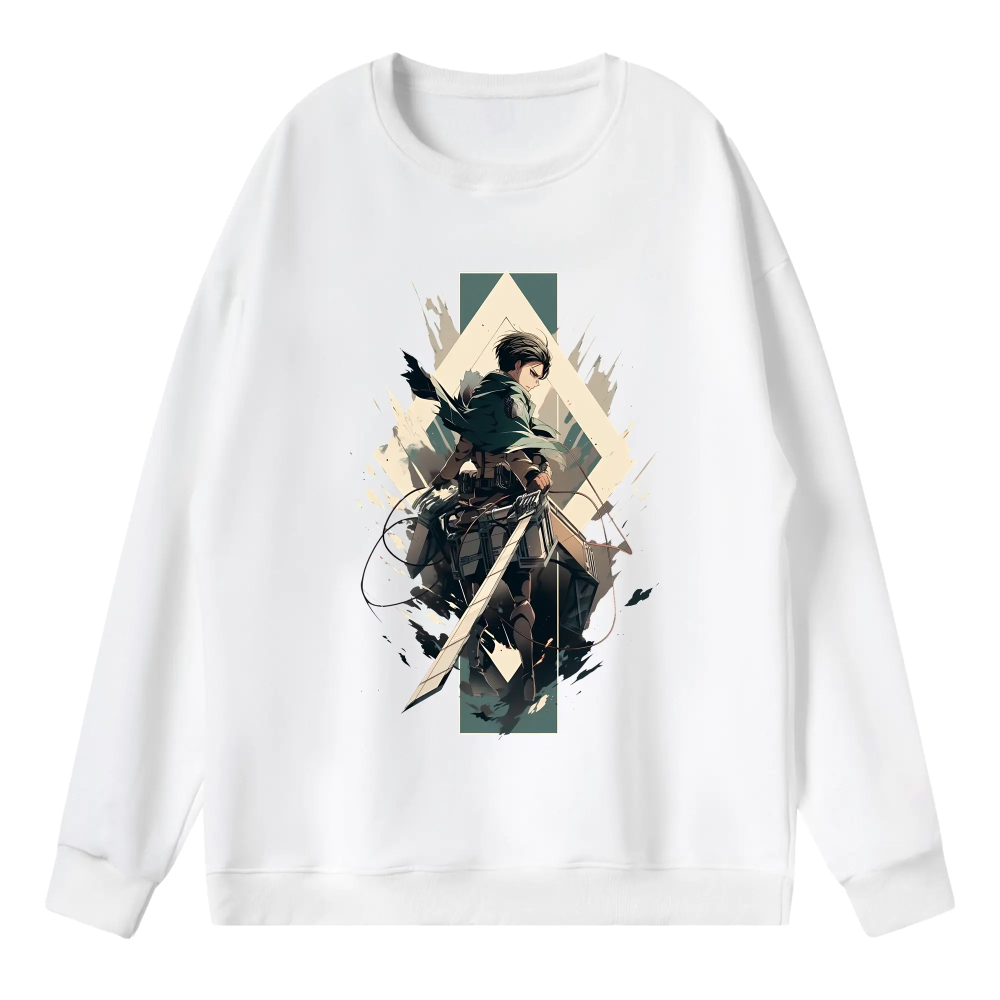 進撃の巨人 グッズ リヴァイ・アッカーマン - 薄手 クルーネック スウェット 裏毛260g · ポリエステル 春秋向け カジュアル 男女兼用 · トレーナー デイリー スポーツ 散歩に最適