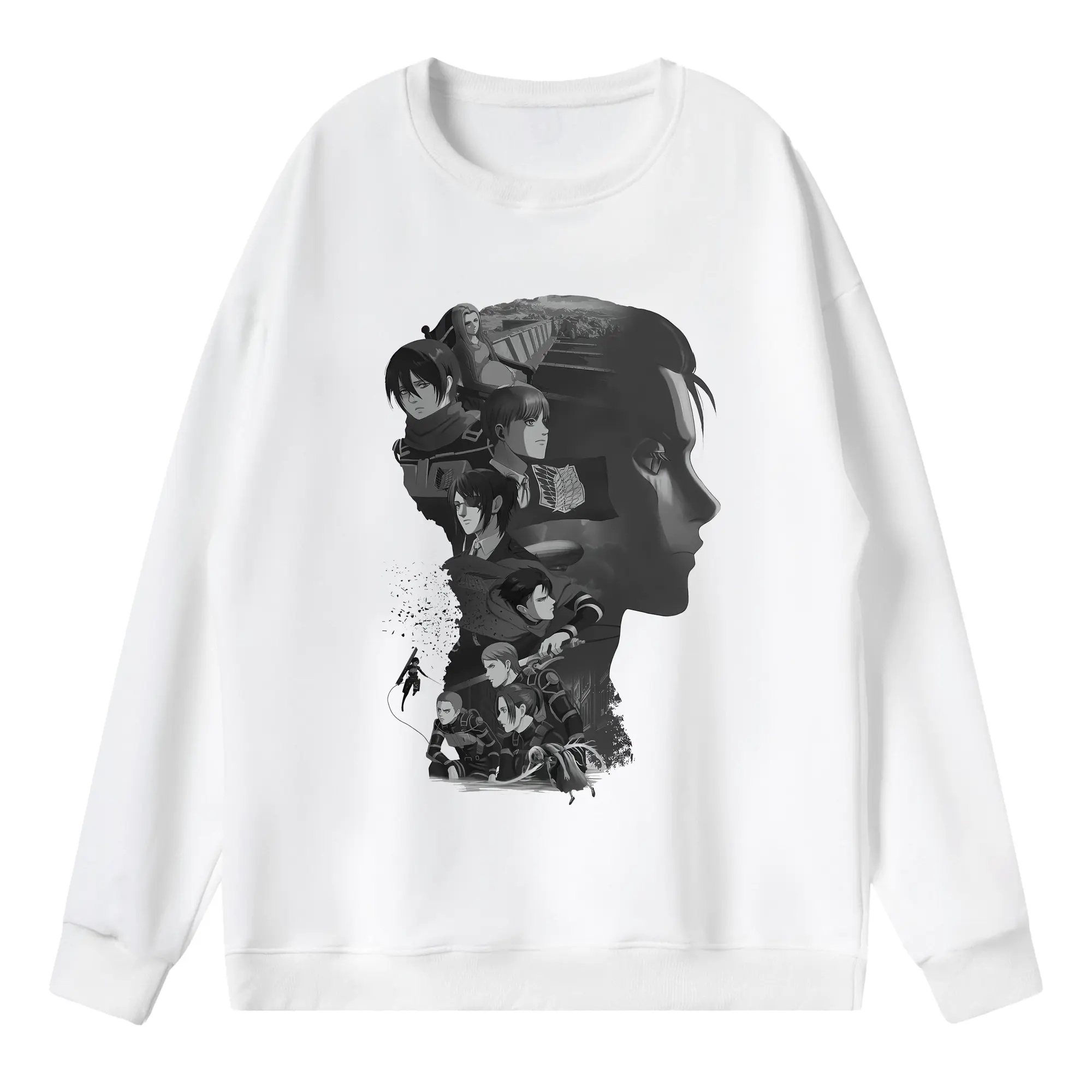 進撃の巨人 グッズ リヴァイ・アッカーマン - 薄手 クルーネック スウェット 裏毛260g · ポリエステル 春秋向け カジュアル 男女兼用 · トレーナー デイリー スポーツ 散歩に最適