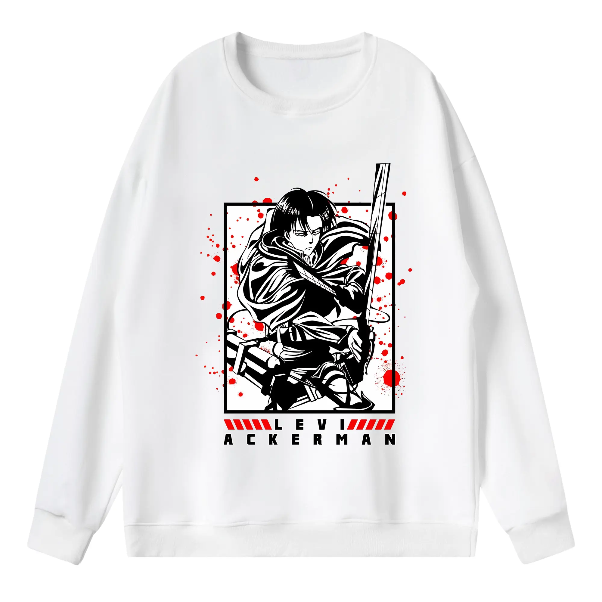 進撃の巨人 グッズ リヴァイ・アッカーマン - 薄手 クルーネック スウェット 裏毛260g · ポリエステル 春秋向け カジュアル 男女兼用 · トレーナー デイリー スポーツ 散歩に最適
