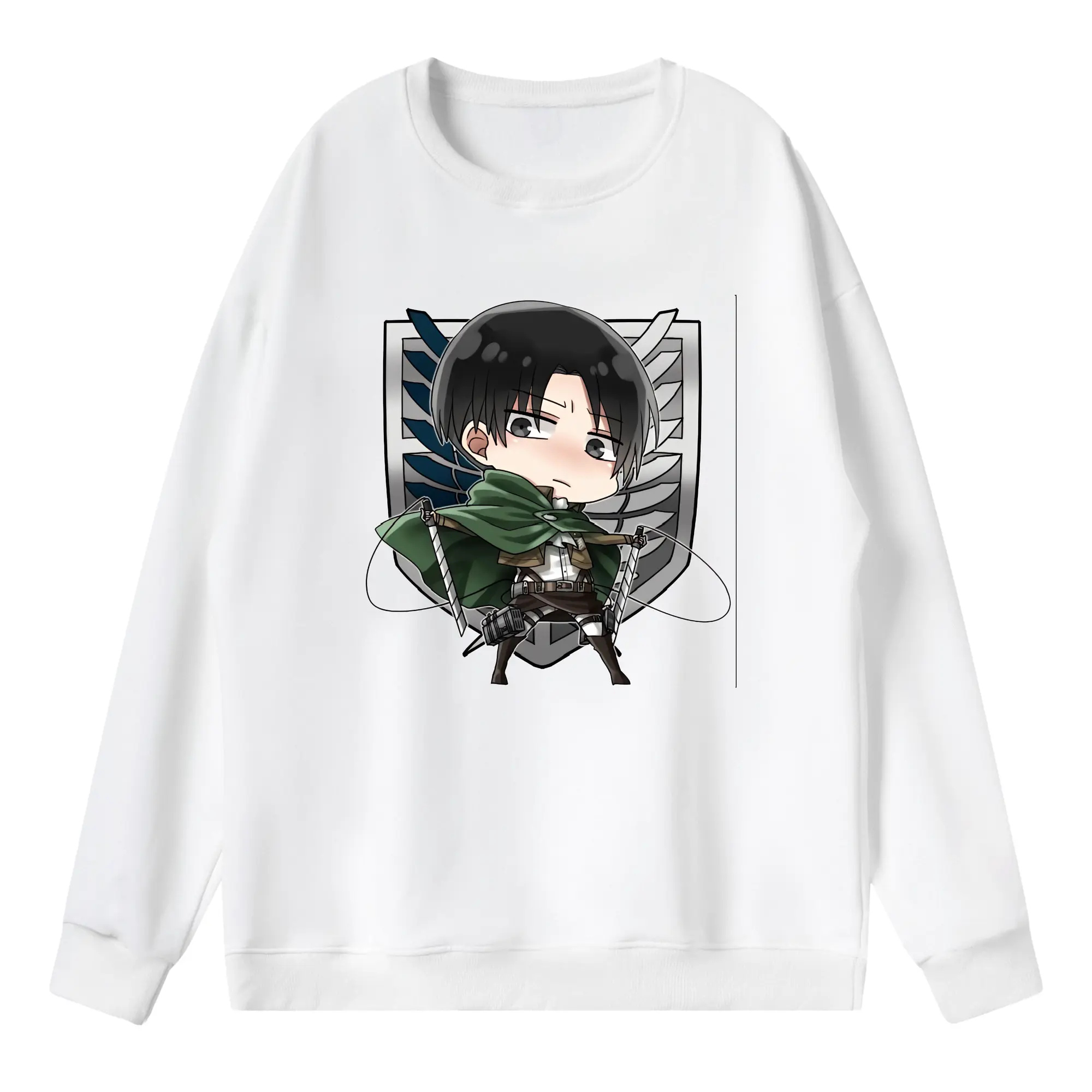 進撃の巨人 グッズ リヴァイ・アッカーマン - 薄手 クルーネック スウェット 裏毛260g · ポリエステル 春秋向け カジュアル 男女兼用 · トレーナー デイリー スポーツ 散歩に最適