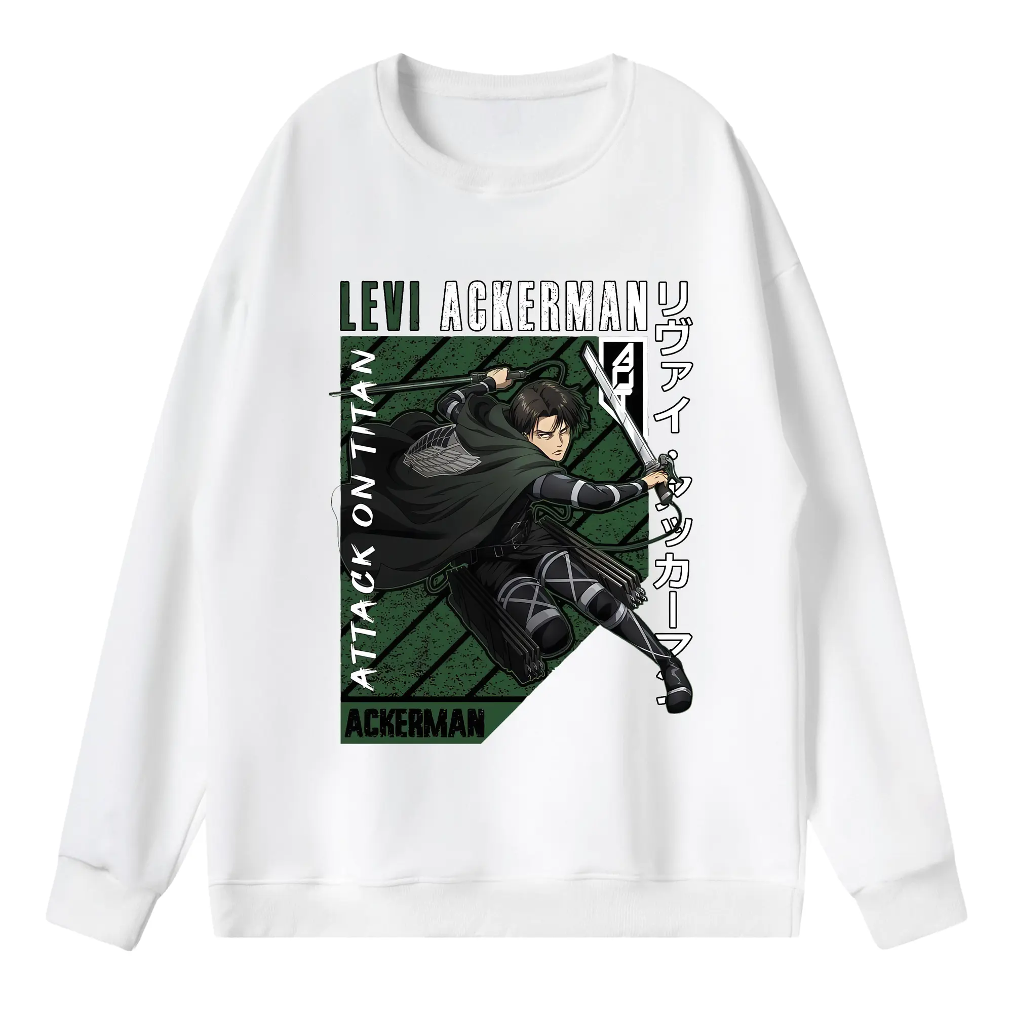 進撃の巨人 グッズ リヴァイ・アッカーマン - 薄手 クルーネック スウェット 裏毛260g · ポリエステル 春秋向け カジュアル 男女兼用 · トレーナー デイリー スポーツ 散歩に最適