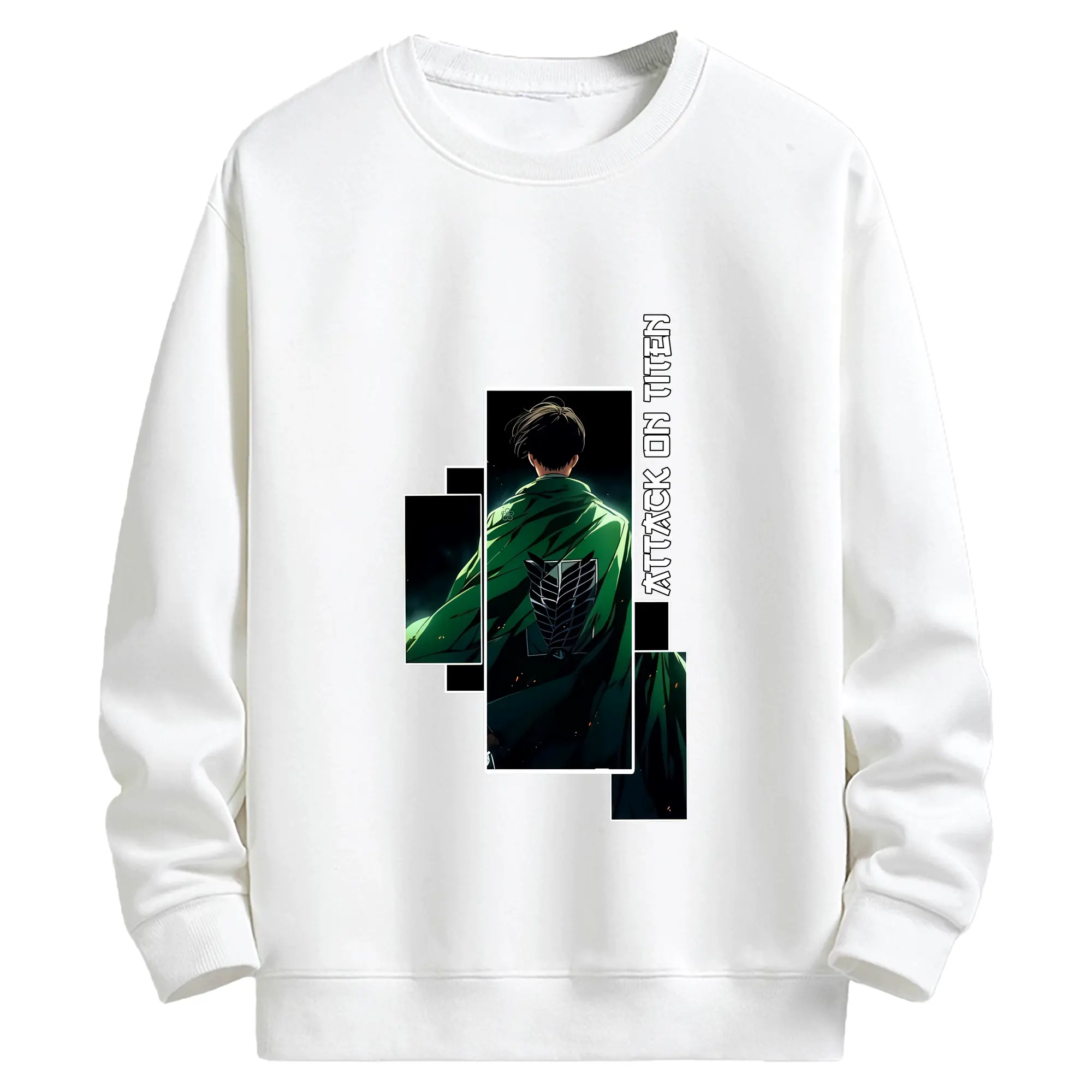 進撃の巨人 グッズ リヴァイ・アッカーマン - キッズ クルーネックスウェットシャツ ・ フロントプリント ・ 綿80％ ポリエステル20％ ・ 快適 通学 スポーツ 日常使い お散歩用