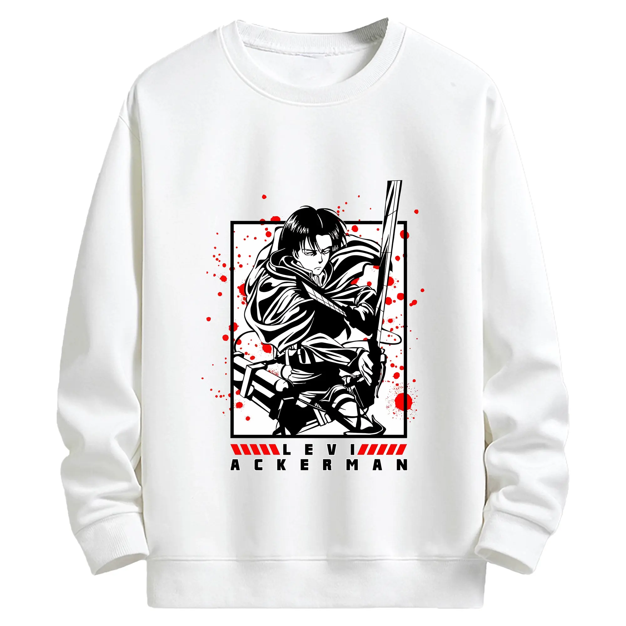 進撃の巨人 グッズ リヴァイ・アッカーマン - キッズ クルーネックスウェットシャツ ・ フロントプリント ・ 綿80％ ポリエステル20％ ・ 快適 通学 スポーツ 日常使い お散歩用