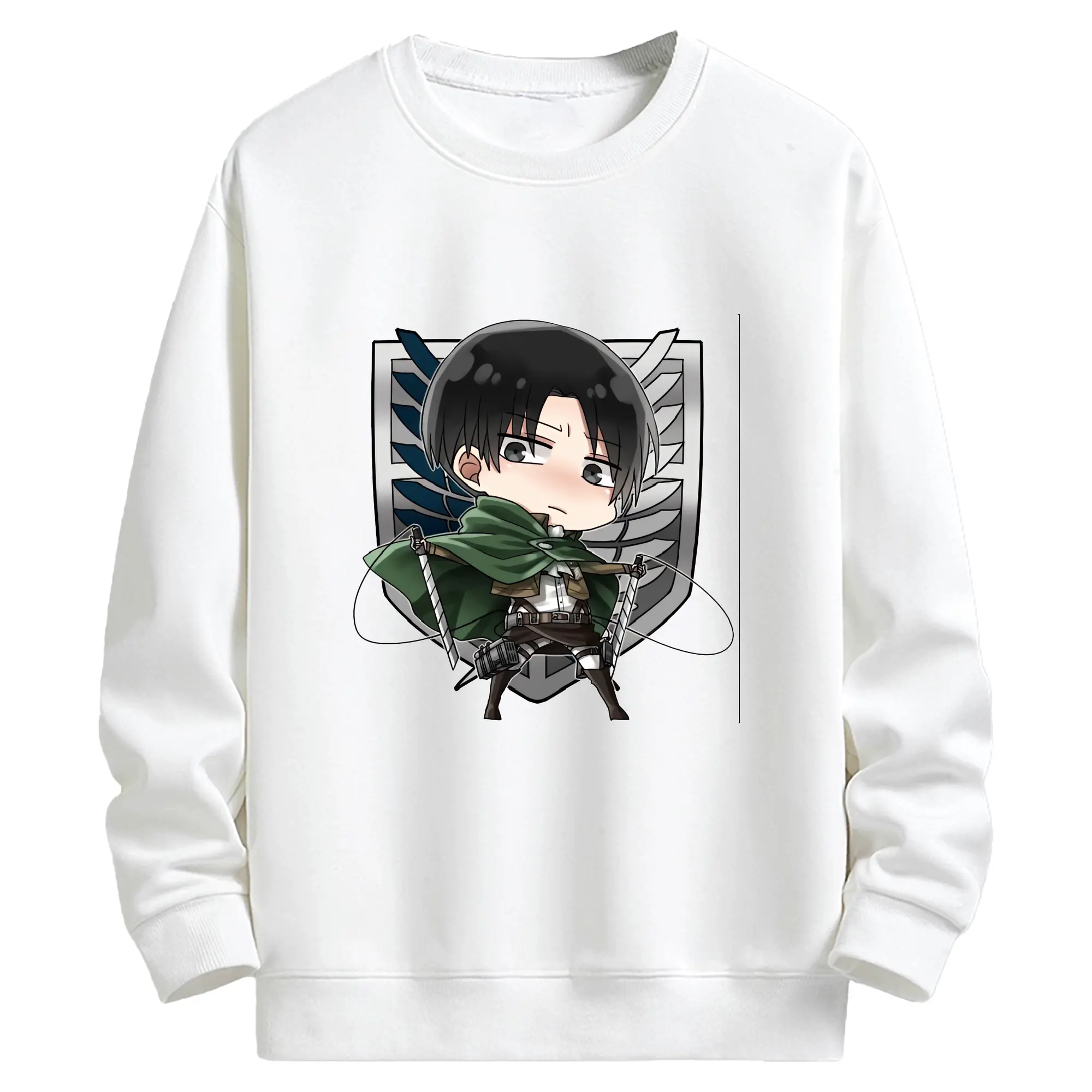 進撃の巨人 グッズ リヴァイ・アッカーマン - キッズ クルーネックスウェットシャツ ・ フロントプリント ・ 綿80％ ポリエステル20％ ・ 快適 通学 スポーツ 日常使い お散歩用