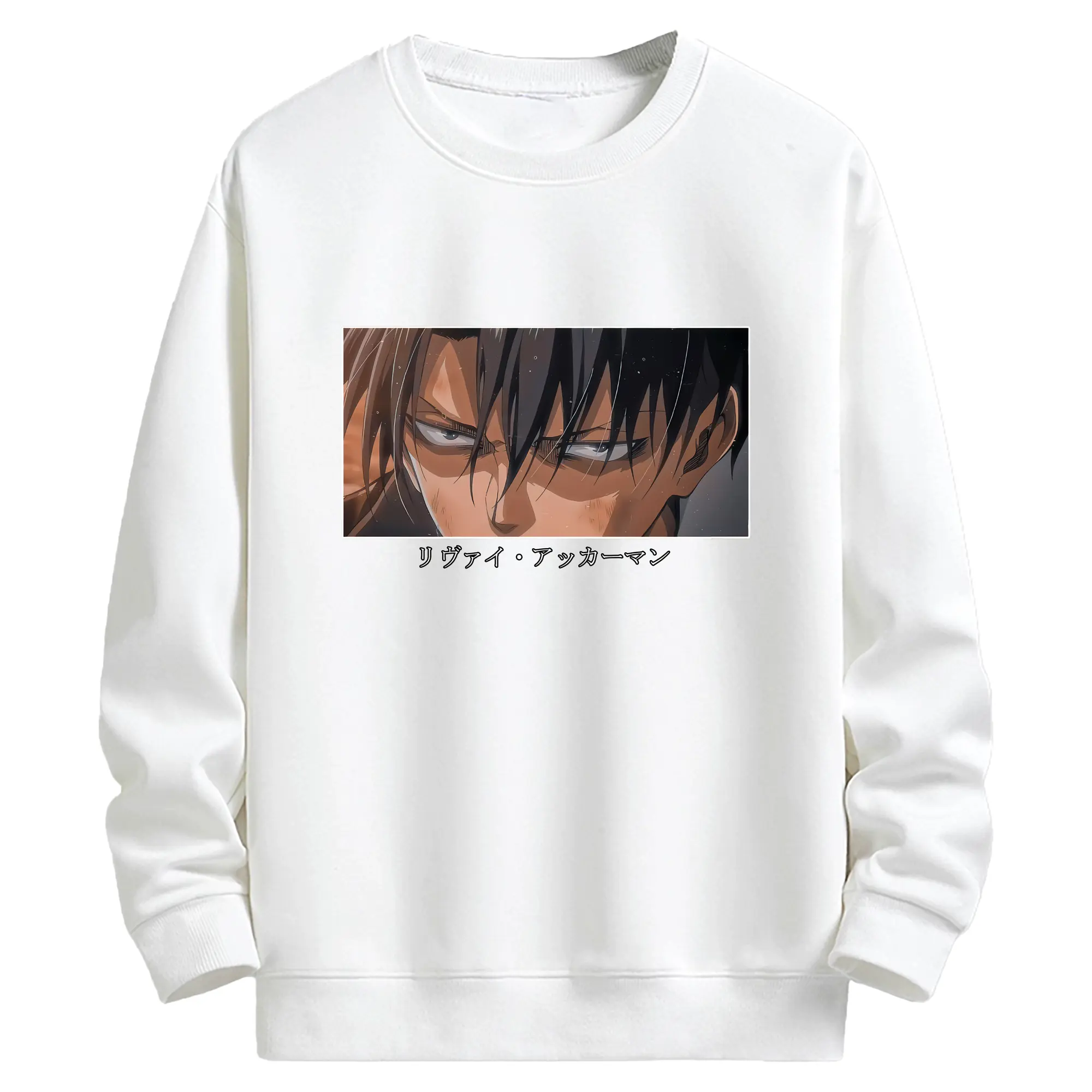 進撃の巨人 グッズ リヴァイ・アッカーマン - キッズ クルーネックスウェットシャツ ・ フロントプリント ・ 綿80％ ポリエステル20％ ・ 快適 通学 スポーツ 日常使い お散歩用