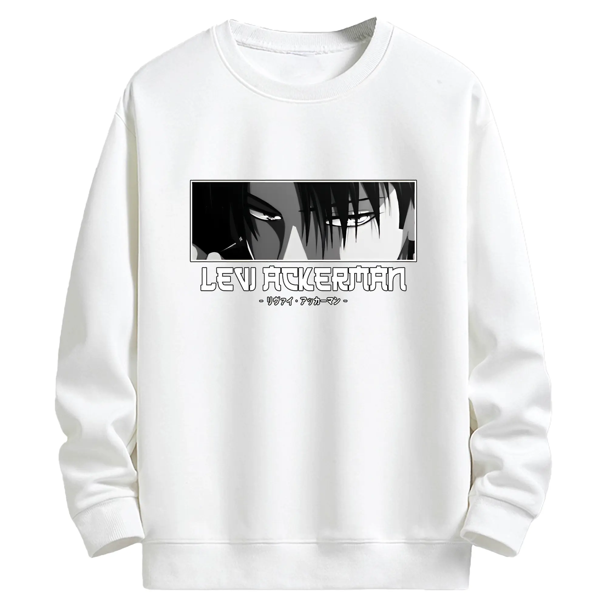 進撃の巨人 グッズ リヴァイ・アッカーマン - キッズ クルーネックスウェットシャツ ・ フロントプリント ・ 綿80％ ポリエステル20％ ・ 快適 通学 スポーツ 日常使い お散歩用
