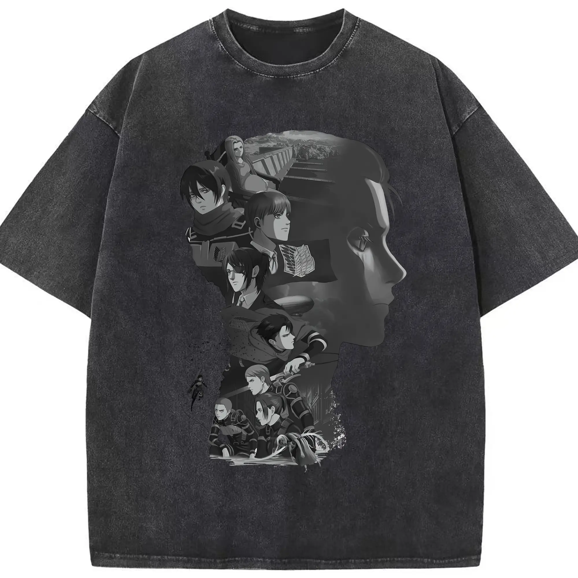 進撃の巨人 グッズ リヴァイ・アッカーマン - 綿100％ ヴィンテージ風 半袖Tシャツ ・ フロントプリント ・ 柔らか肌触り ・ 通気性 快適 ・ スポーツ カジュアル 外出用