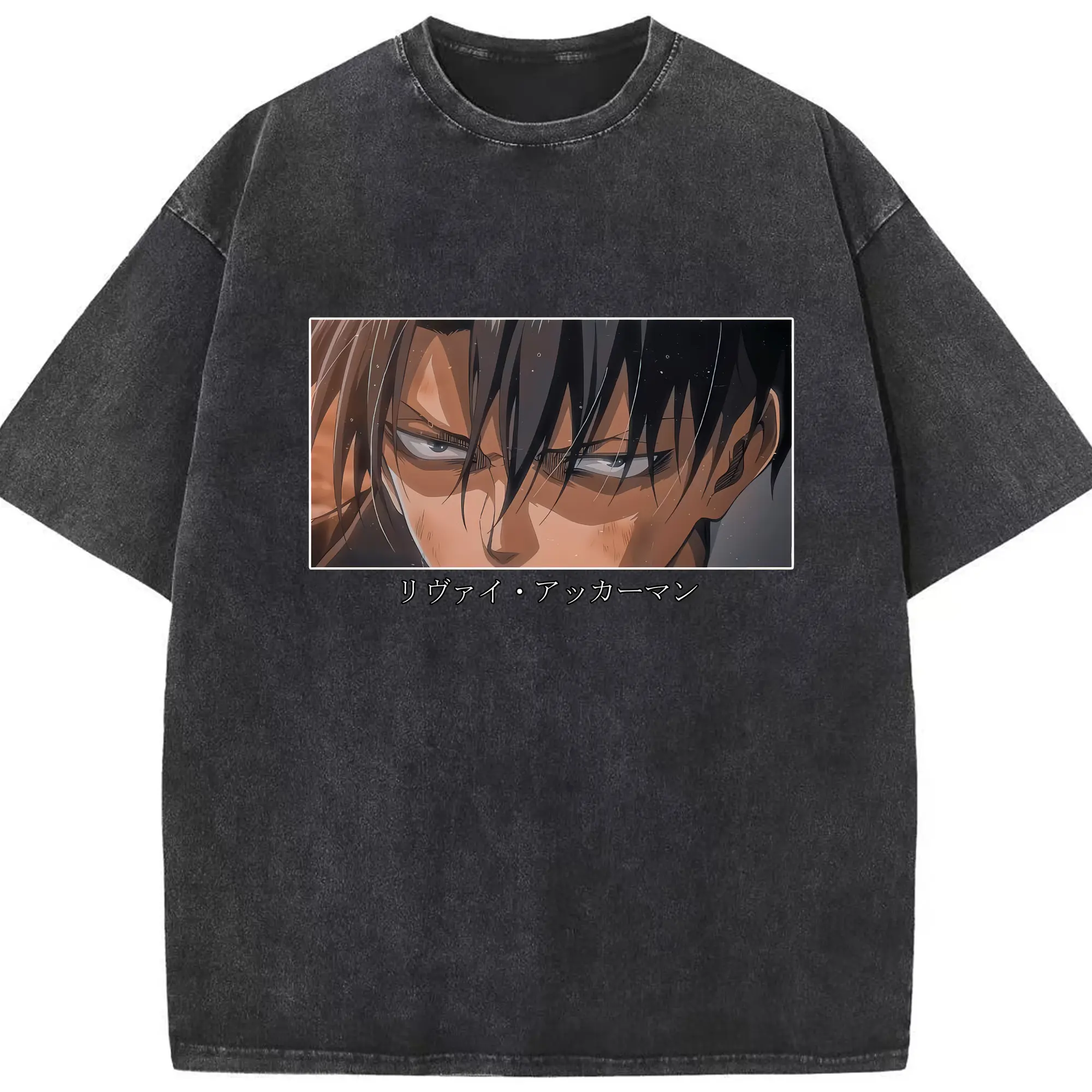 進撃の巨人 グッズ リヴァイ・アッカーマン - 綿100％ ヴィンテージ風 半袖Tシャツ ・ フロントプリント ・ 柔らか肌触り ・ 通気性 快適 ・ スポーツ カジュアル 外出用