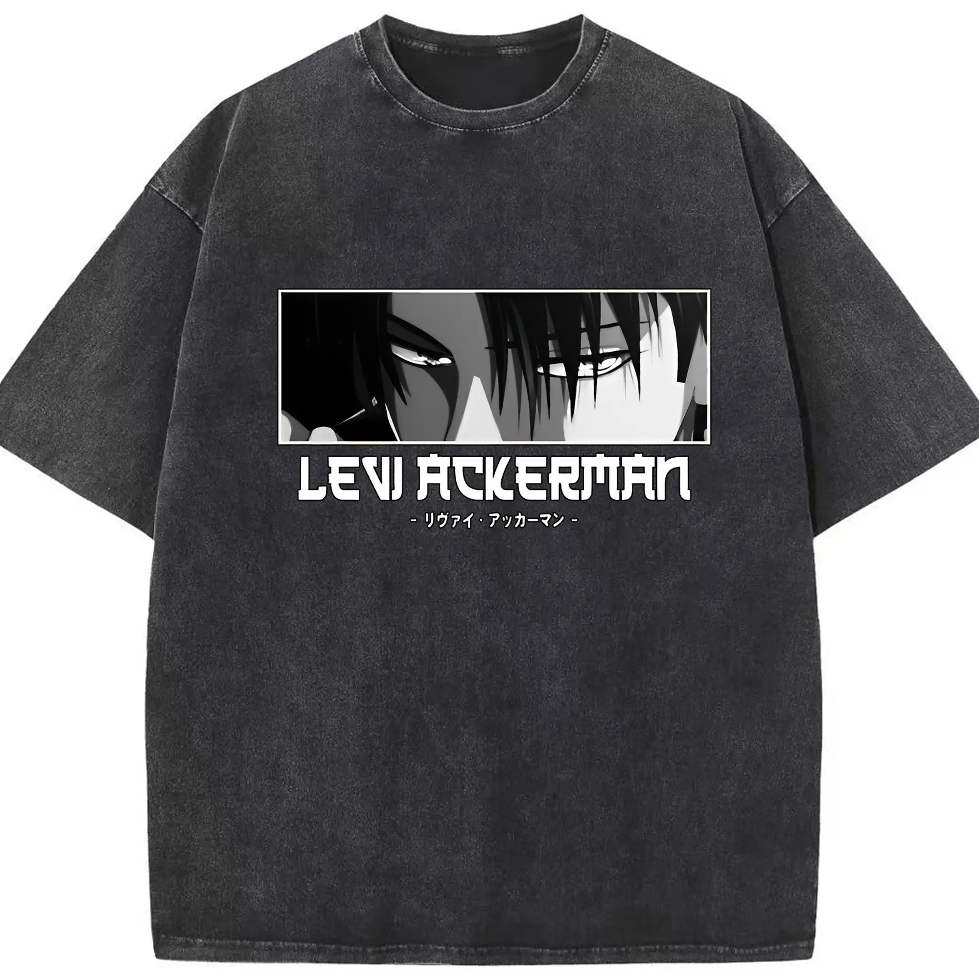 進撃の巨人 グッズ リヴァイ・アッカーマン - 綿100％ ヴィンテージ風 半袖Tシャツ ・ フロントプリント ・ 柔らか肌触り ・ 通気性 快適 ・ スポーツ カジュアル 外出用