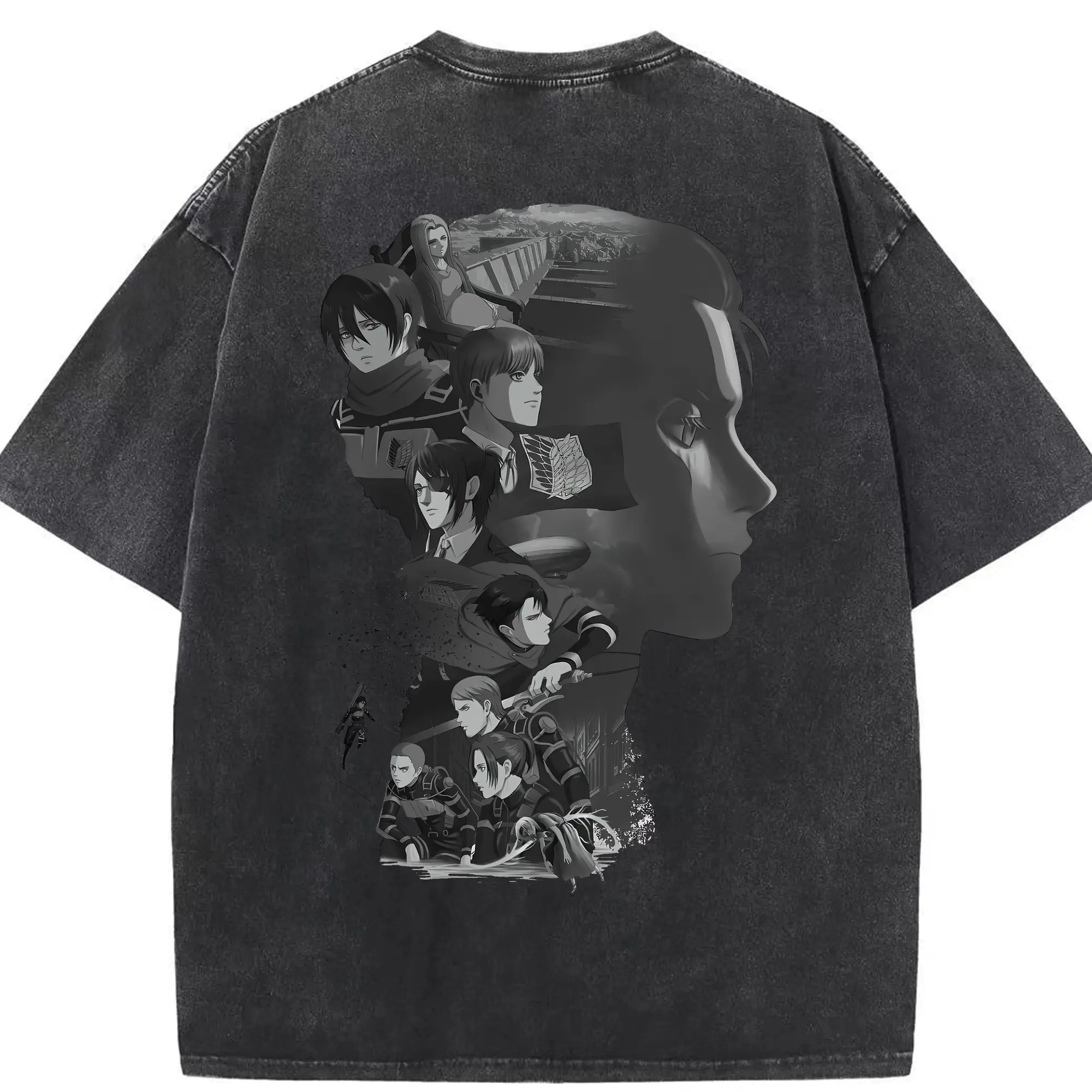 進撃の巨人 グッズ リヴァイ・アッカーマン - 綿100％ ヴィンテージ風 半袖Tシャツ ・ 背面プリント ・ 柔らか肌触り ・ 通気性 快適 ・ スポーツ カジュアル 外出用