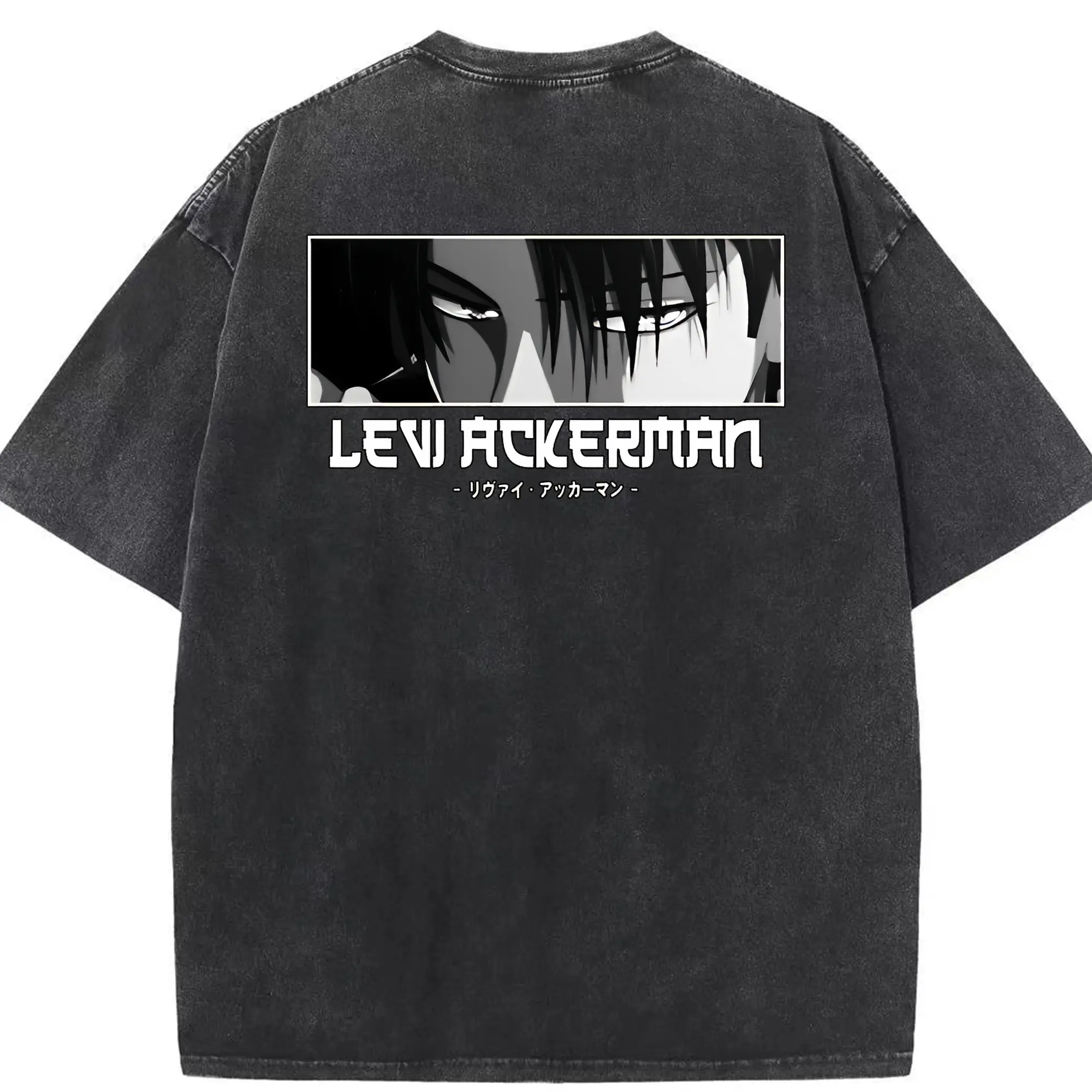 進撃の巨人 グッズ リヴァイ・アッカーマン - 綿100％ ヴィンテージ風 半袖Tシャツ ・ 背面プリント ・ 柔らか肌触り ・ 通気性 快適 ・ スポーツ カジュアル 外出用
