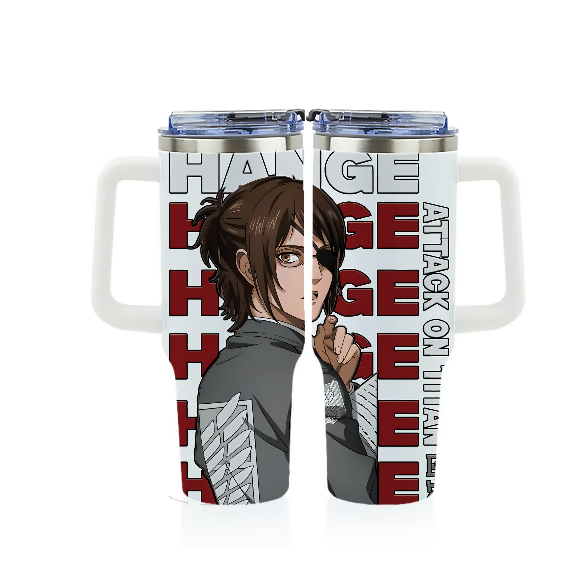 進撃の巨人 グッズ ハンジ・ゾエ - 1200mL フルプリント車用タンブラー ・ 304ステンレス 内側 ・ 201ステンレス 外側 ・ 保温 保冷 ・ 通勤 ドライブ アウトドア用