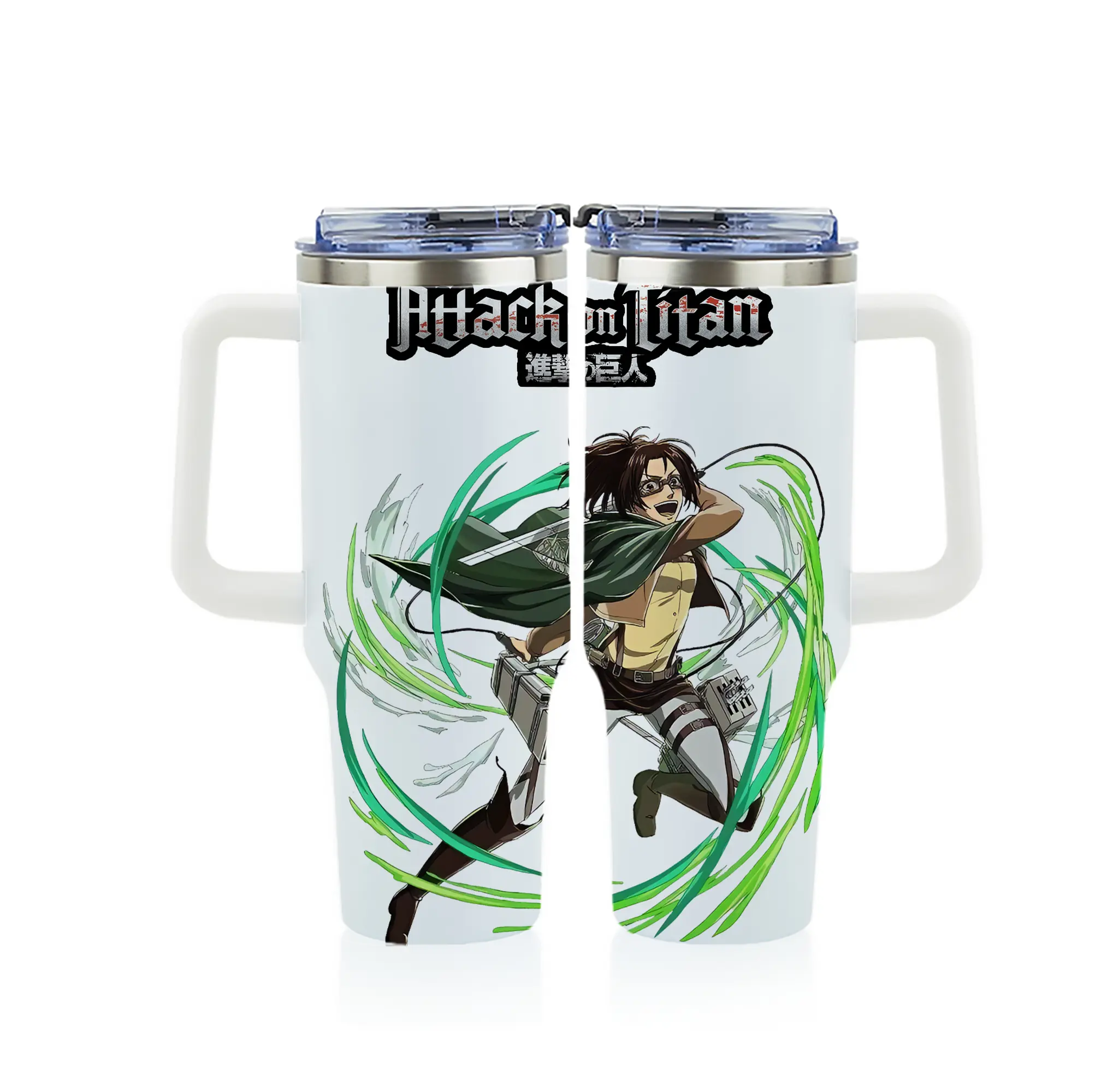 進撃の巨人 グッズ ハンジ・ゾエ - 1200mL フルプリント車用タンブラー ・ 304ステンレス 内側 ・ 201ステンレス 外側 ・ 保温 保冷 ・ 通勤 ドライブ アウトドア用