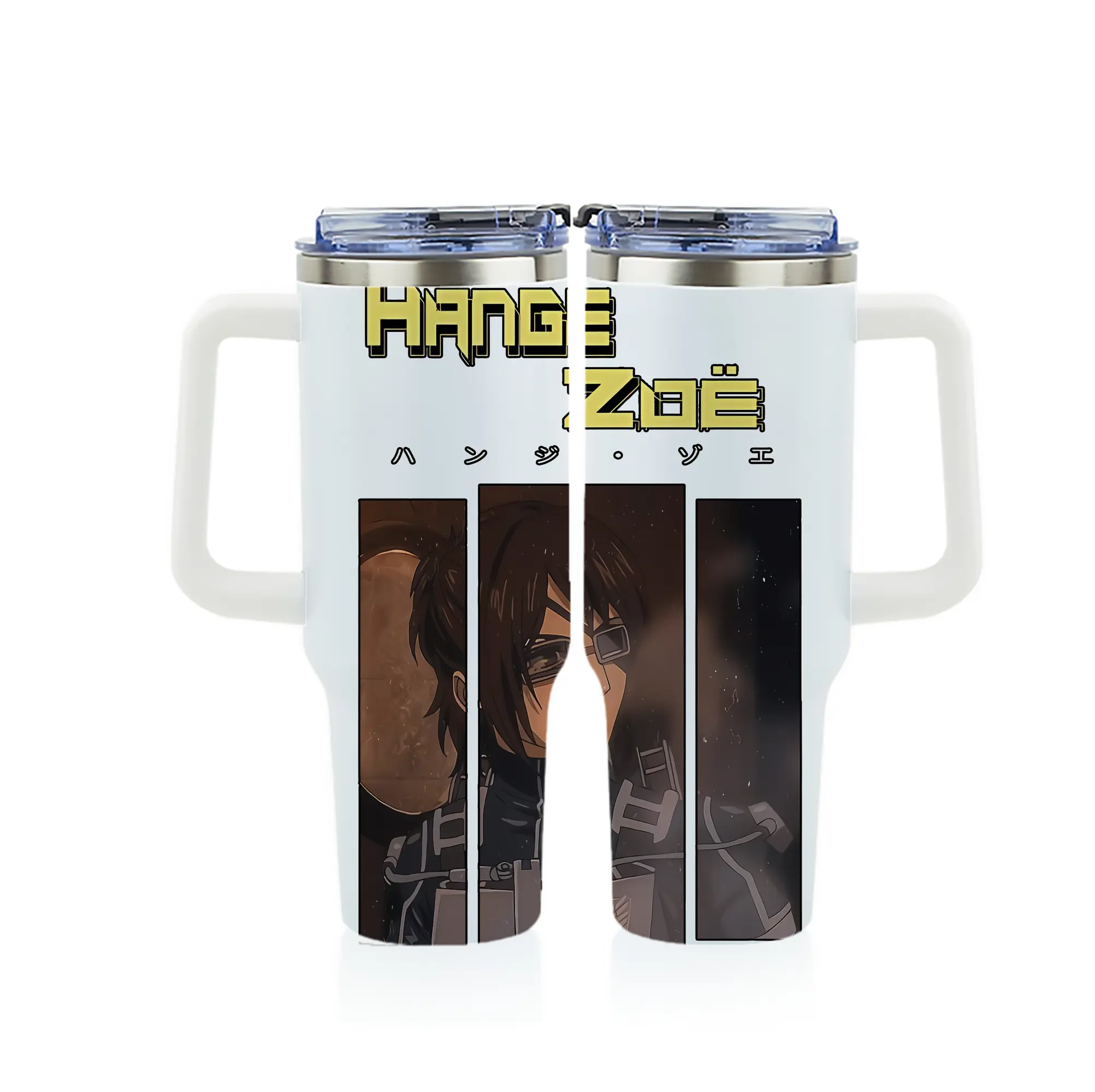 進撃の巨人 グッズ ハンジ・ゾエ - 1200mL フルプリント車用タンブラー ・ 304ステンレス 内側 ・ 201ステンレス 外側 ・ 保温 保冷 ・ 通勤 ドライブ アウトドア用