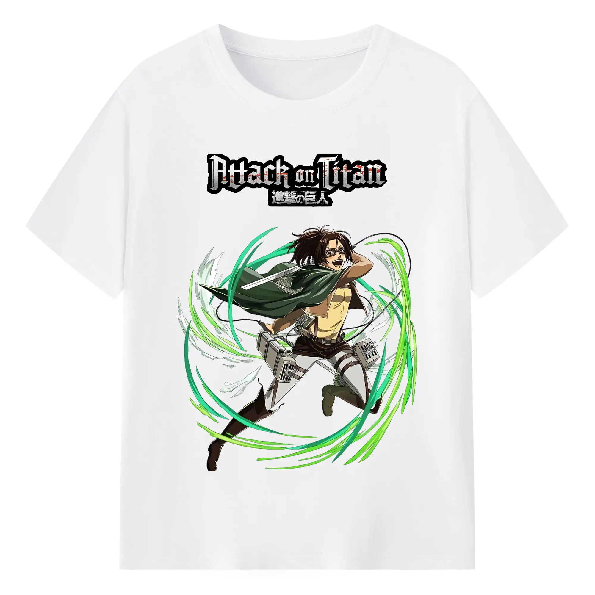 進撃の巨人 グッズ ハンジ・ゾエ - 綿100％ 半袖Tシャツ ・ フロントプリント ・ 快適 通気性 ・ 日常使い 散歩 スポーツ用