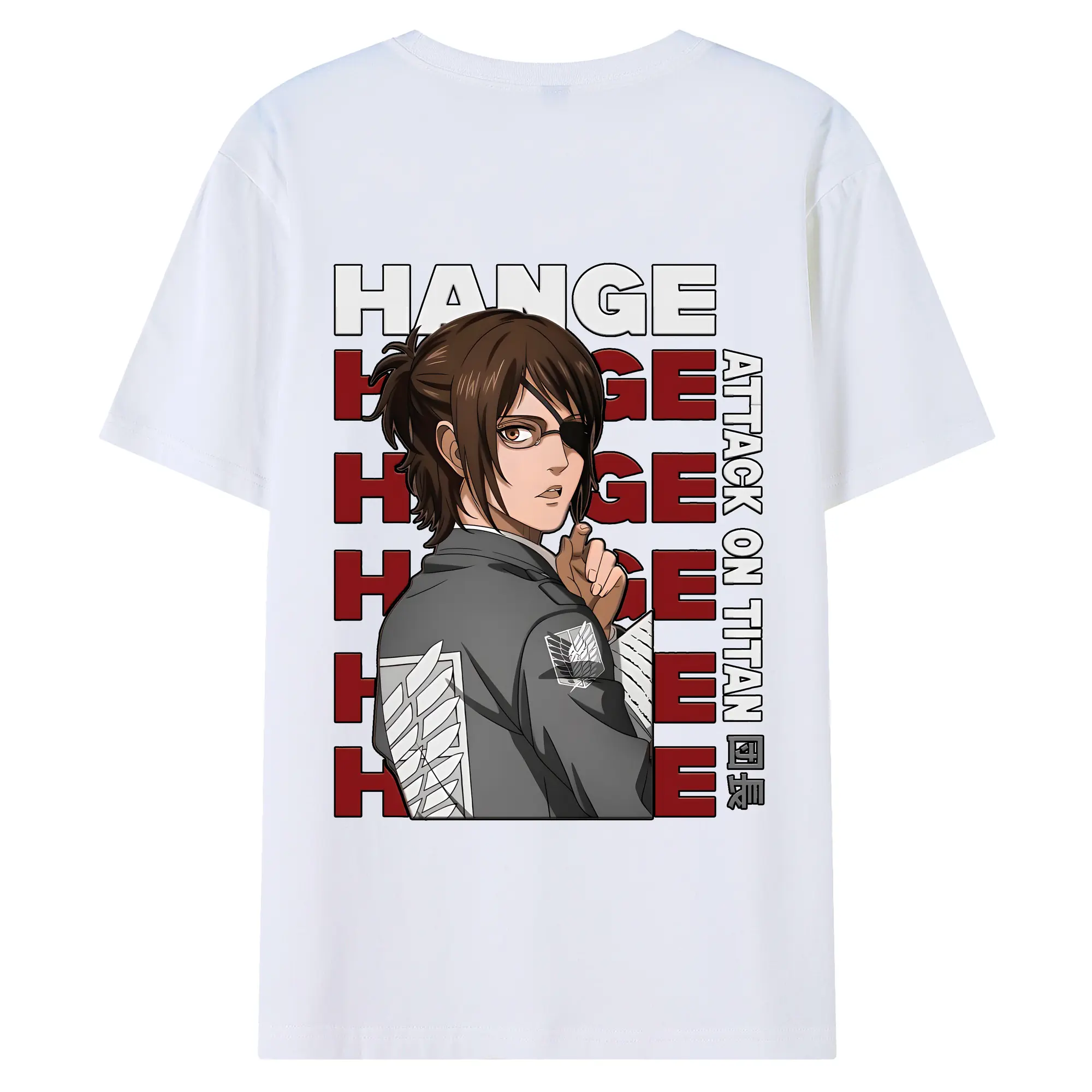 進撃の巨人 グッズ ハンジ・ゾエ - 綿100％ 半袖Tシャツ ・ バックプリント ・ 快適 通気性 ・ 日常使い 散歩 スポーツ用