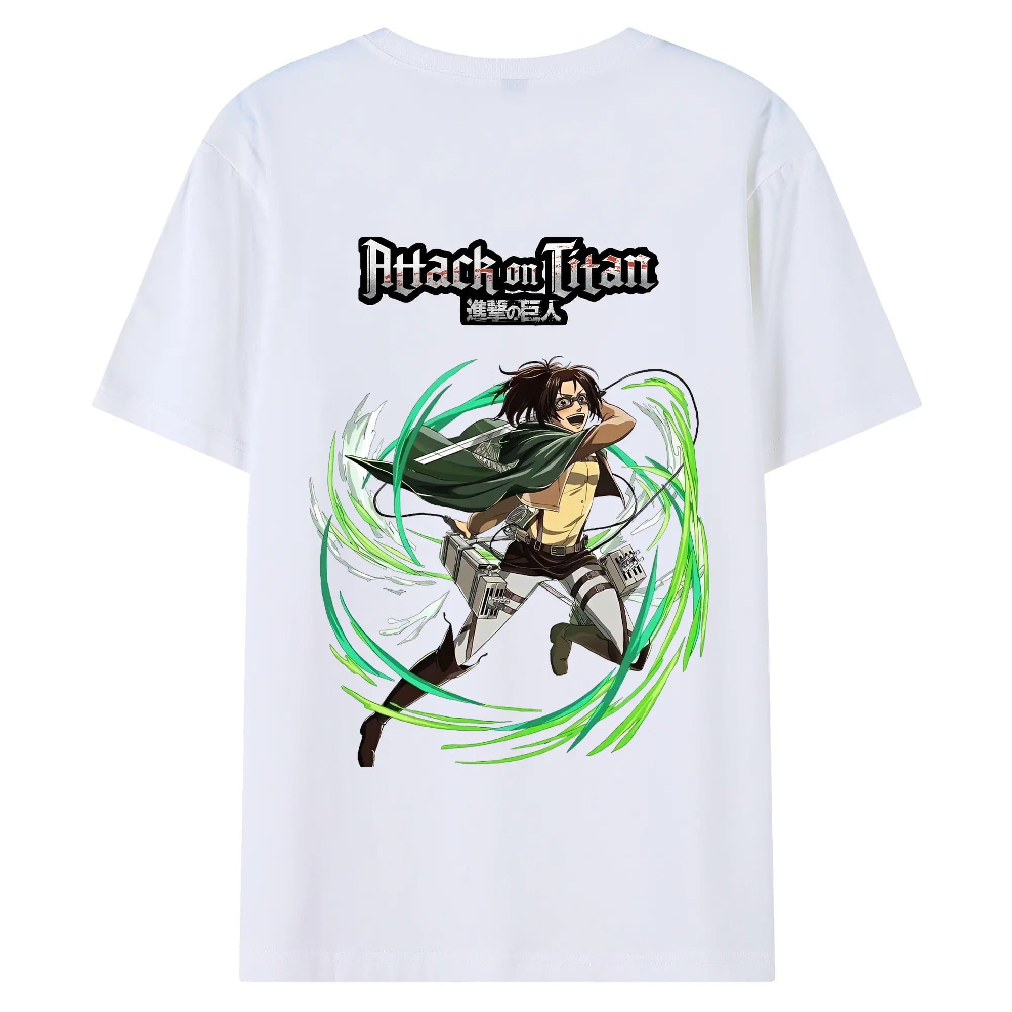 進撃の巨人 グッズ ハンジ・ゾエ - 綿100％ 半袖Tシャツ ・ バックプリント ・ 快適 通気性 ・ 日常使い 散歩 スポーツ用