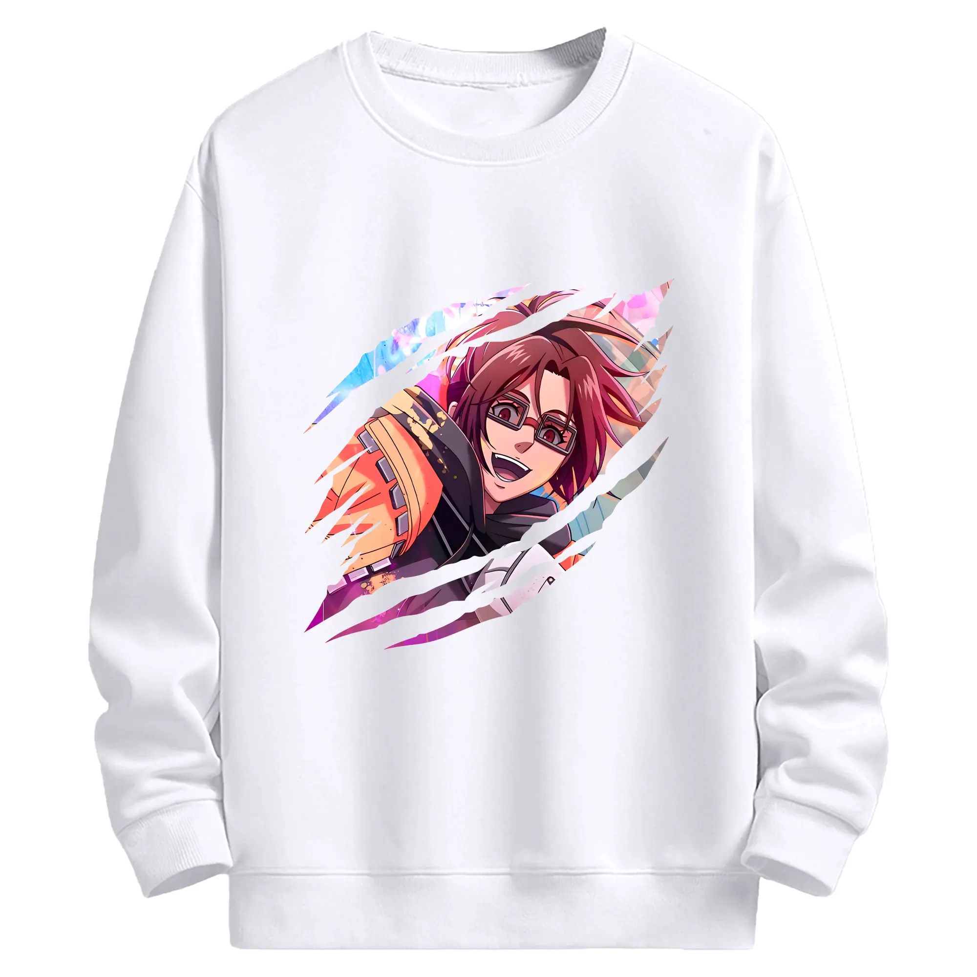 進撃の巨人 グッズ ハンジ・ゾエ - 高品質 クルーネック スウェット ・ コットン59％ ポリエステル41％ ・ ユニセックス 長袖 トレーナー ・ カジュアル デイリー スポーツ 散歩用