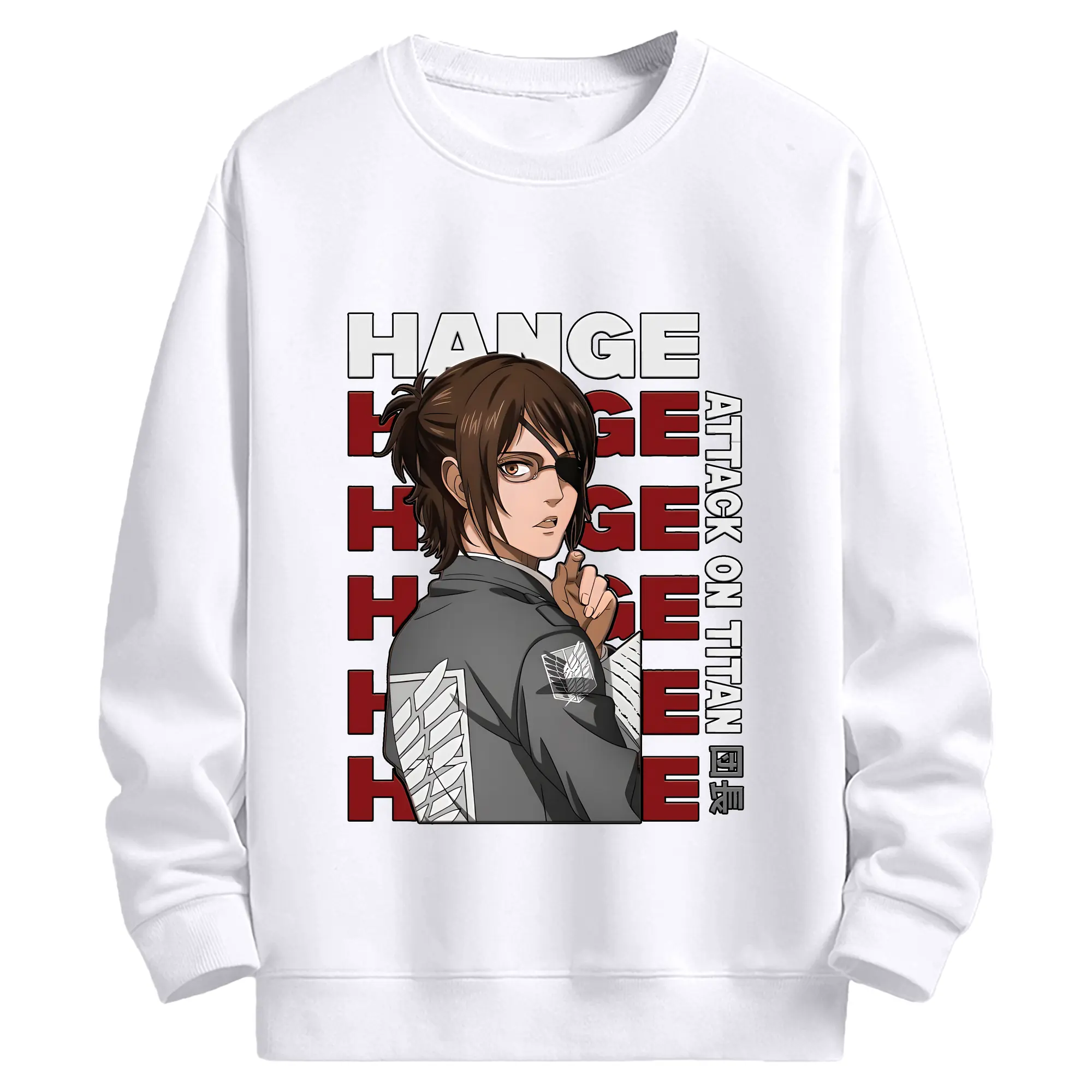 進撃の巨人 グッズ ハンジ・ゾエ - 高品質 クルーネック スウェット ・ コットン59％ ポリエステル41％ ・ ユニセックス 長袖 トレーナー ・ カジュアル デイリー スポーツ 散歩用