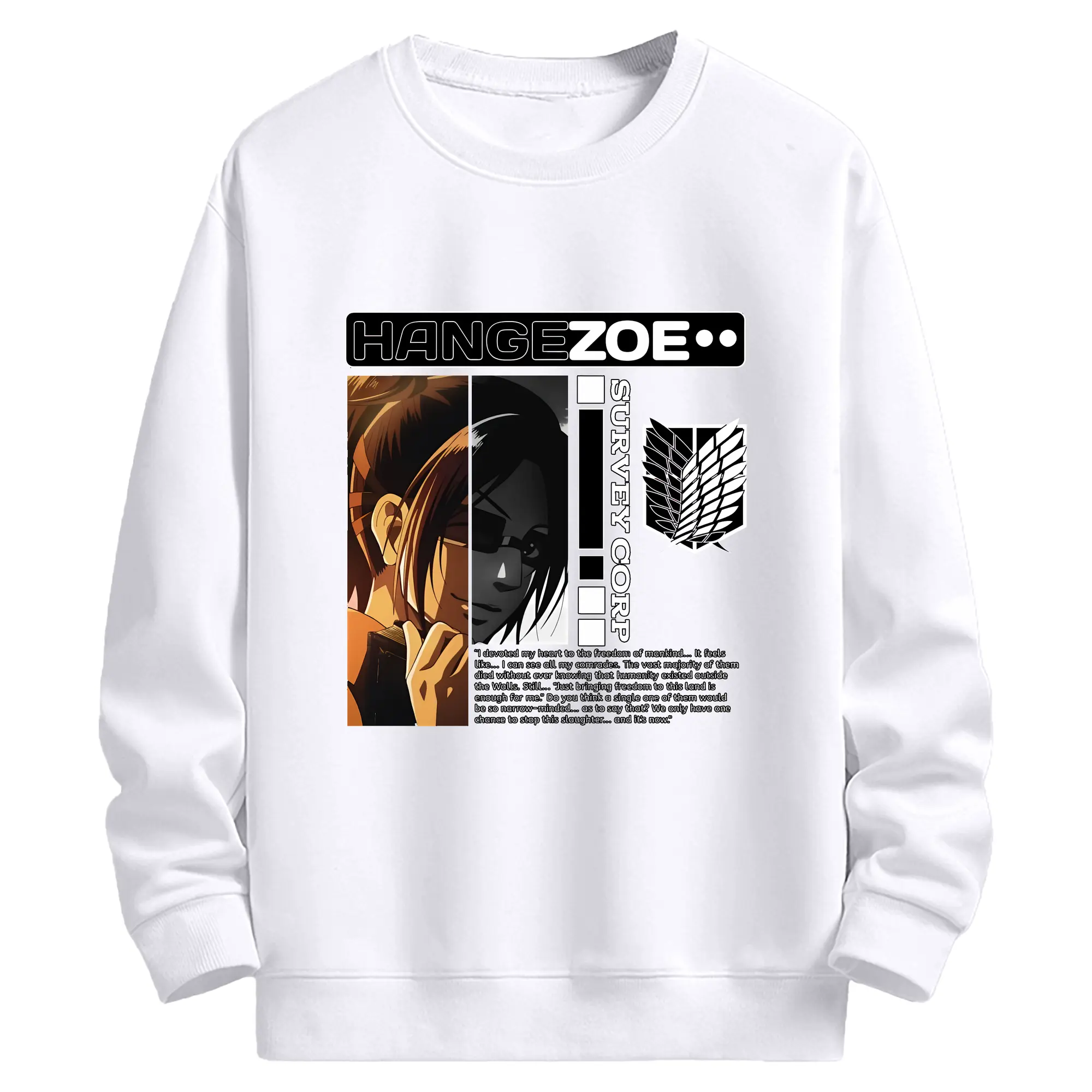 進撃の巨人 グッズ ハンジ・ゾエ - 高品質 クルーネック スウェット ・ コットン59％ ポリエステル41％ ・ ユニセックス 長袖 トレーナー ・ カジュアル デイリー スポーツ 散歩用
