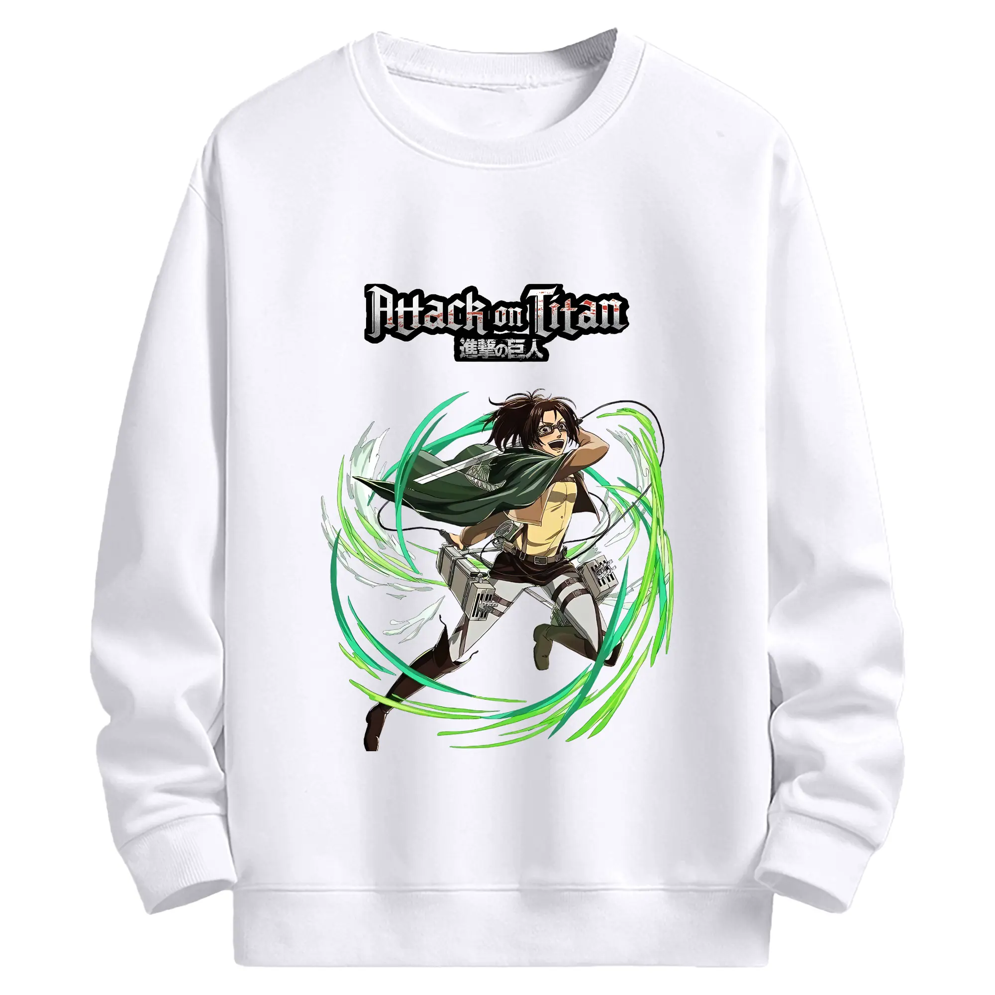進撃の巨人 グッズ ハンジ・ゾエ - 高品質 クルーネック スウェット ・ コットン59％ ポリエステル41％ ・ ユニセックス 長袖 トレーナー ・ カジュアル デイリー スポーツ 散歩用