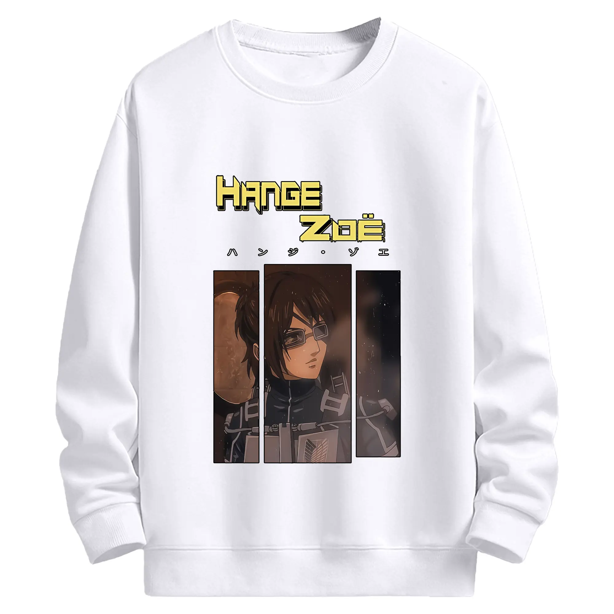 進撃の巨人 グッズ ハンジ・ゾエ - 高品質 クルーネック スウェット ・ コットン59％ ポリエステル41％ ・ ユニセックス 長袖 トレーナー ・ カジュアル デイリー スポーツ 散歩用