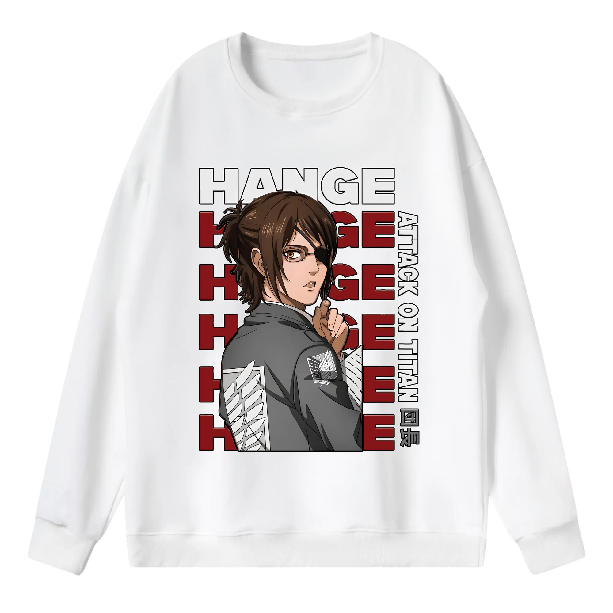 進撃の巨人 グッズ ハンジ・ゾエ - 薄手 クルーネック スウェット 裏毛260g · ポリエステル 春秋向け カジュアル 男女兼用 · トレーナー デイリー スポーツ 散歩に最適