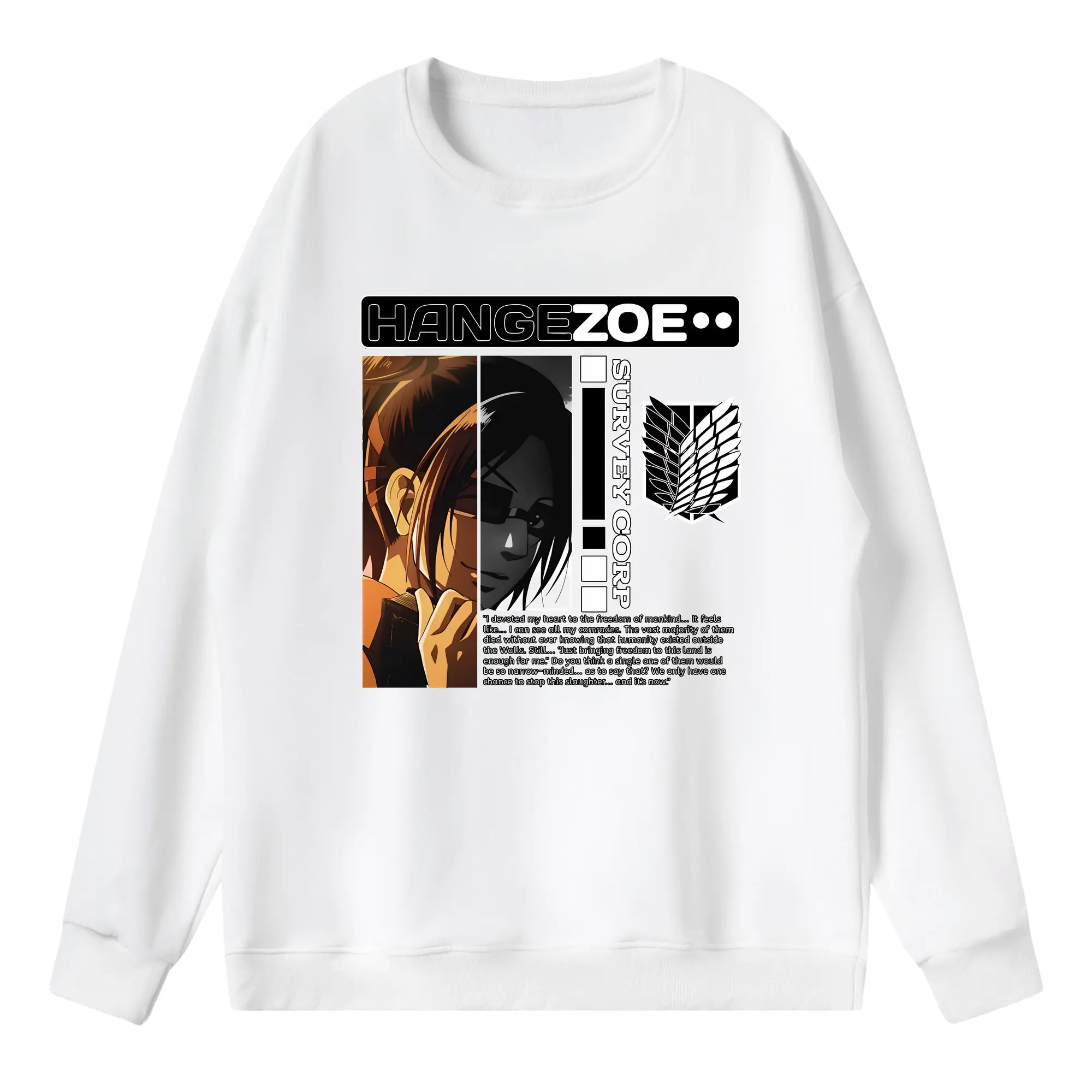 進撃の巨人 グッズ ハンジ・ゾエ - 薄手 クルーネック スウェット 裏毛260g · ポリエステル 春秋向け カジュアル 男女兼用 · トレーナー デイリー スポーツ 散歩に最適