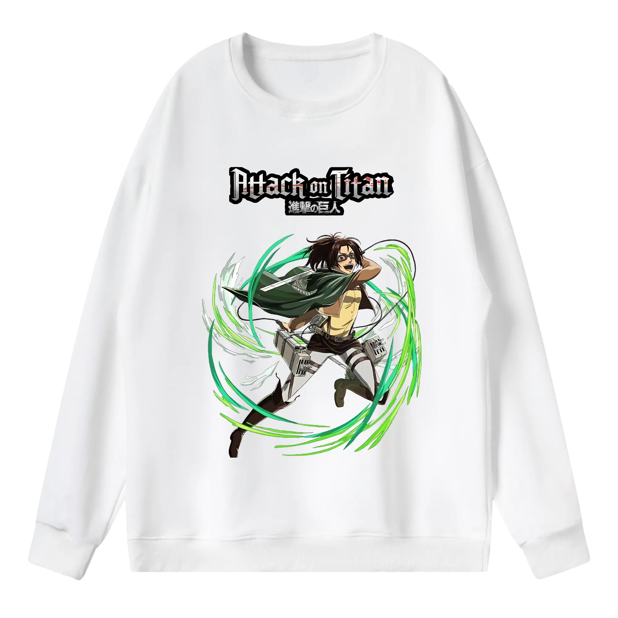進撃の巨人 グッズ ハンジ・ゾエ - 薄手 クルーネック スウェット 裏毛260g · ポリエステル 春秋向け カジュアル 男女兼用 · トレーナー デイリー スポーツ 散歩に最適