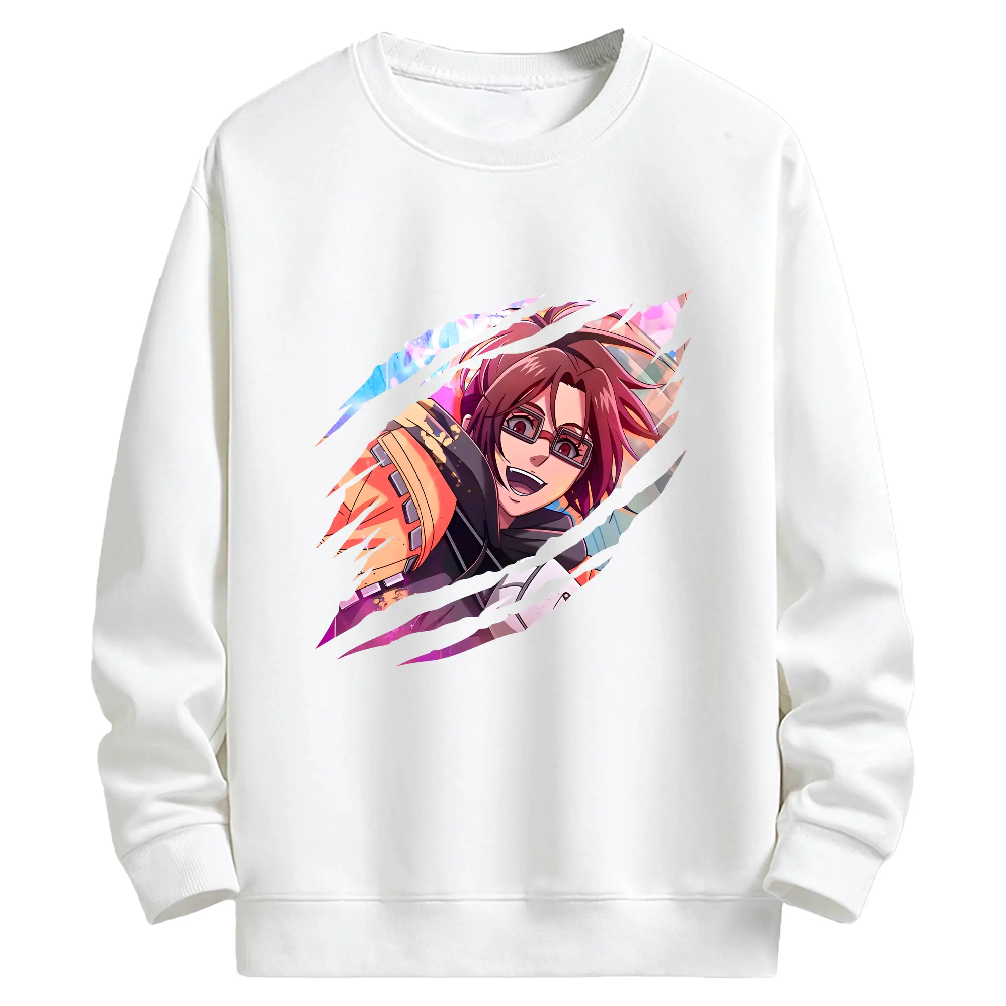 進撃の巨人 グッズ ハンジ・ゾエ - キッズ クルーネックスウェットシャツ ・ フロントプリント ・ 綿80％ ポリエステル20％ ・ 快適 通学 スポーツ 日常使い お散歩用