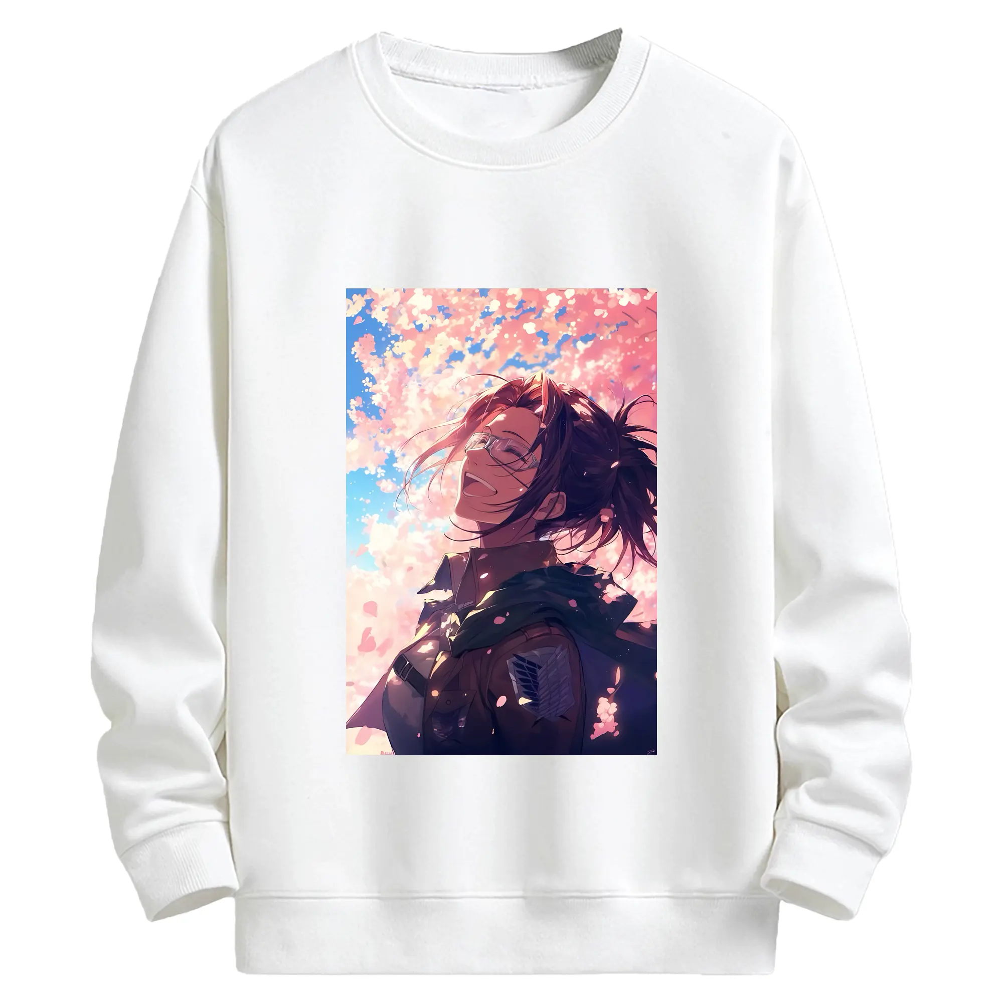 進撃の巨人 グッズ ハンジ・ゾエ - キッズ クルーネックスウェットシャツ ・ フロントプリント ・ 綿80％ ポリエステル20％ ・ 快適 通学 スポーツ 日常使い お散歩用