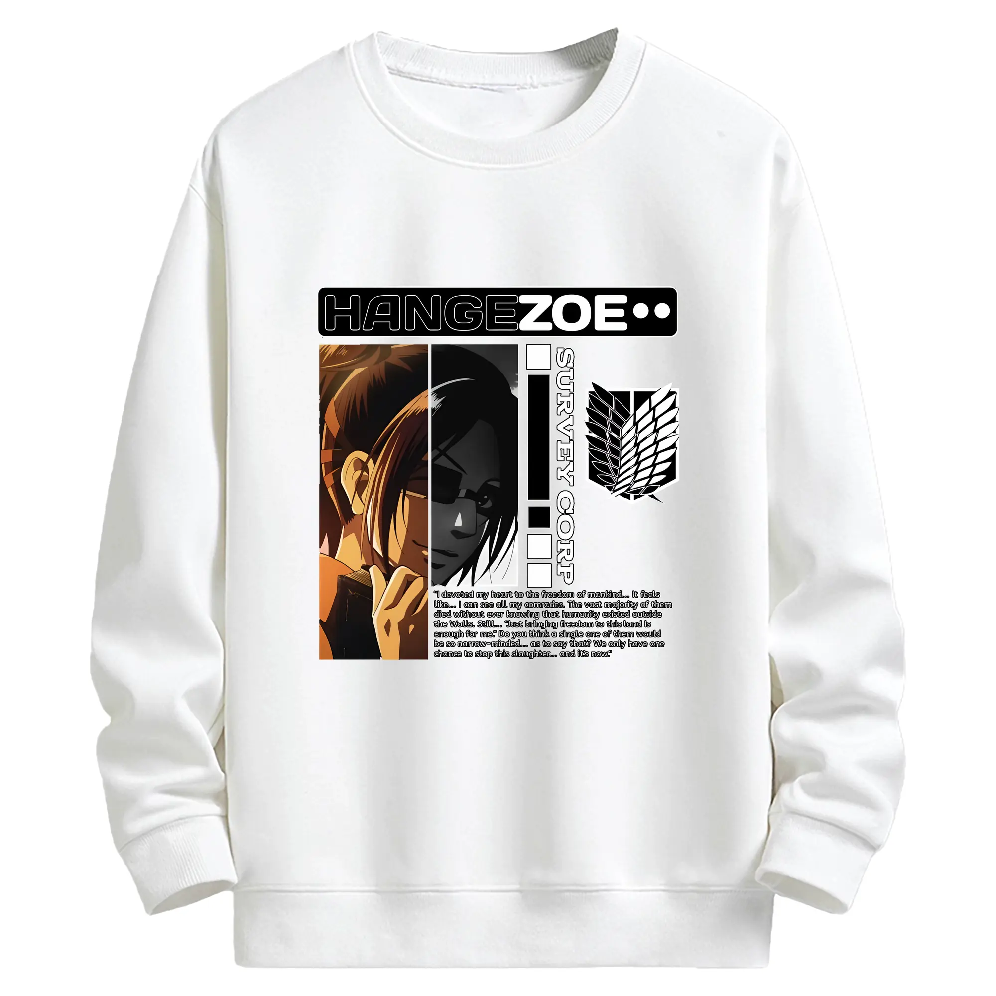 進撃の巨人 グッズ ハンジ・ゾエ - キッズ クルーネックスウェットシャツ ・ フロントプリント ・ 綿80％ ポリエステル20％ ・ 快適 通学 スポーツ 日常使い お散歩用