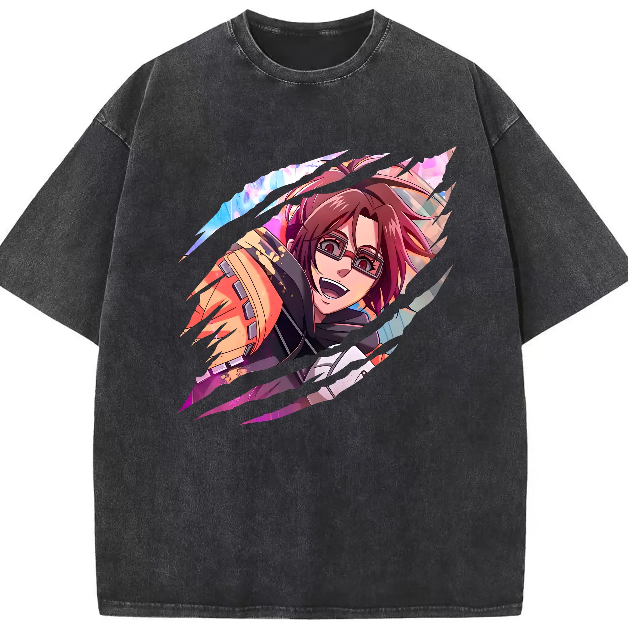 進撃の巨人 グッズ ハンジ・ゾエ - 綿100％ ヴィンテージ風 半袖Tシャツ ・ フロントプリント ・ 柔らか肌触り ・ 通気性 快適 ・ スポーツ カジュアル 外出用